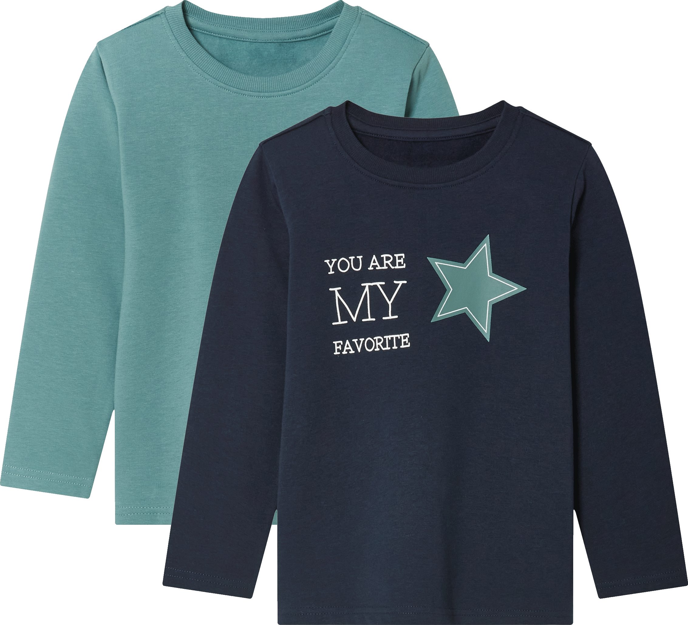 lupilu® Kinder Thermo Sweatshirts, 2 Stück, mit hohem Baumwollanteil (navy/türkis, 86/92)