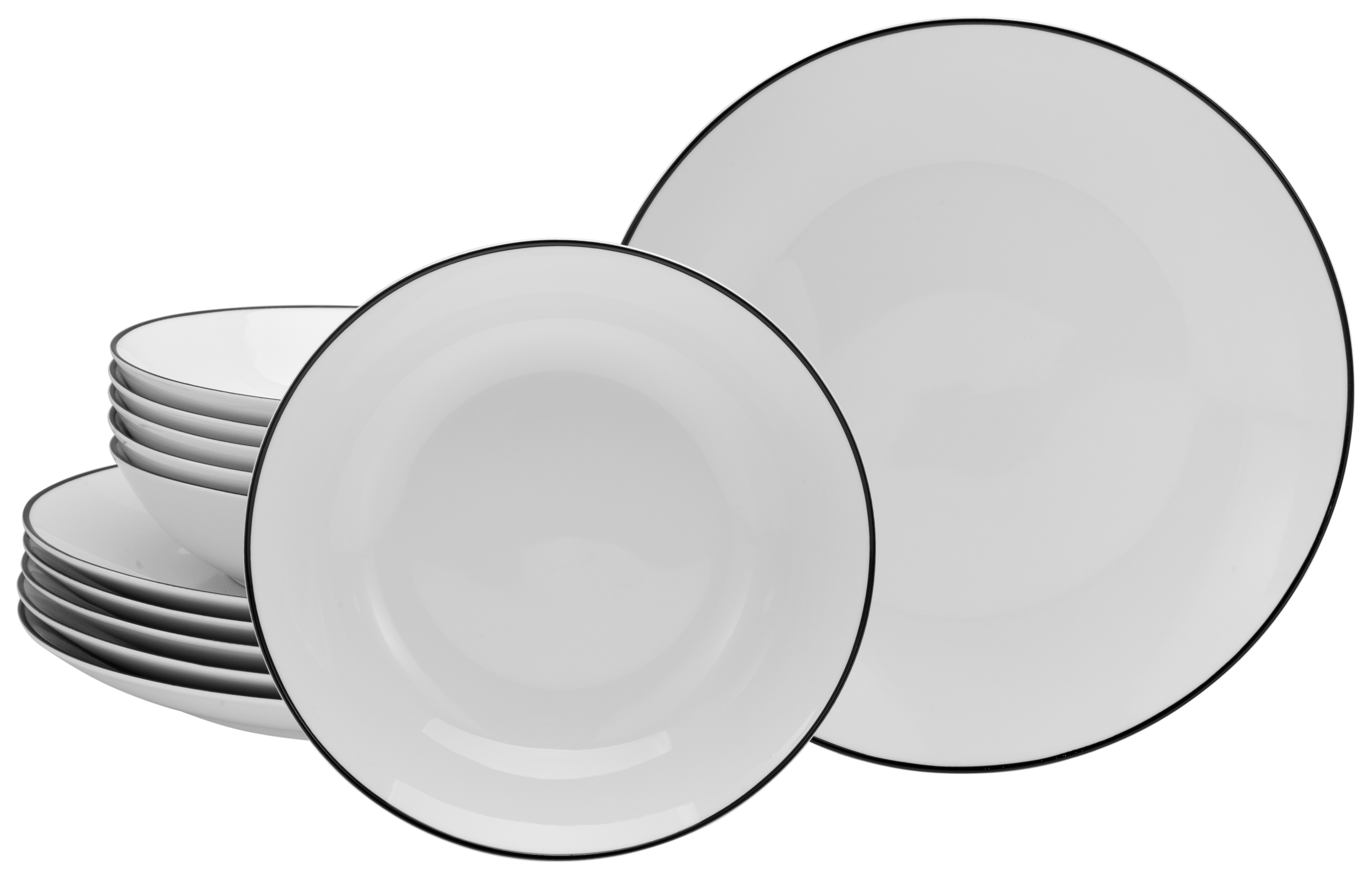 Creatable Geschirrset »Luna Black Line« (12-teiliges Tafelservice)