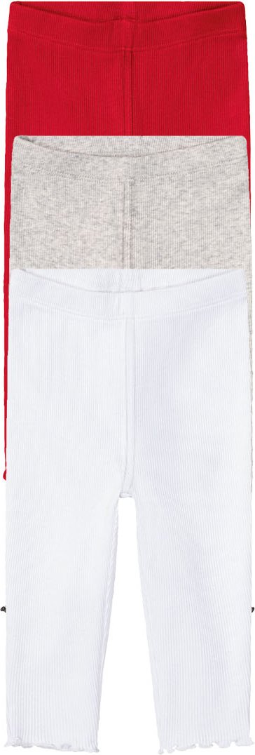 Thumbnail - lupilu® Baby Leggings Rippe 3er (50/56, rot/grau/weiß)
