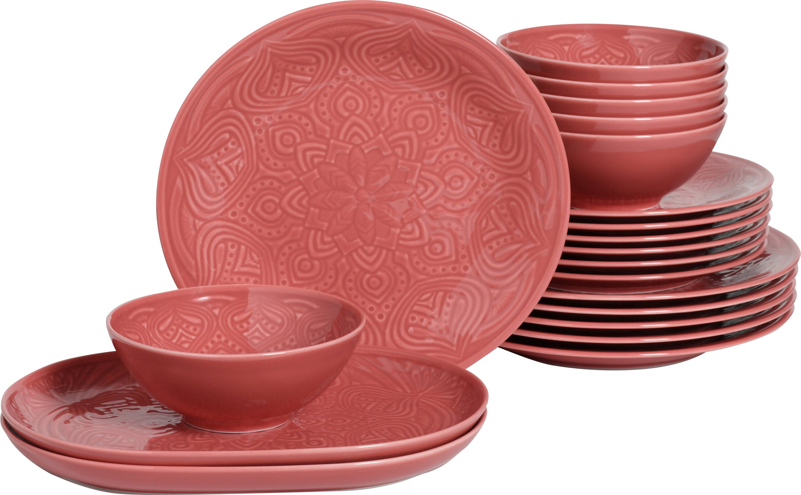 Creatable Schalen- und Teller-Set »Orient Mandala«, 20-teilig (Rot)