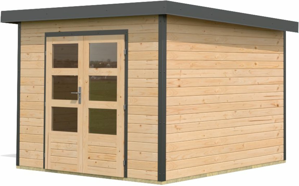 Karibu Gartenhaus Premium Hybrido (ohne Abbaudach, Natur/Anthrazit)""
