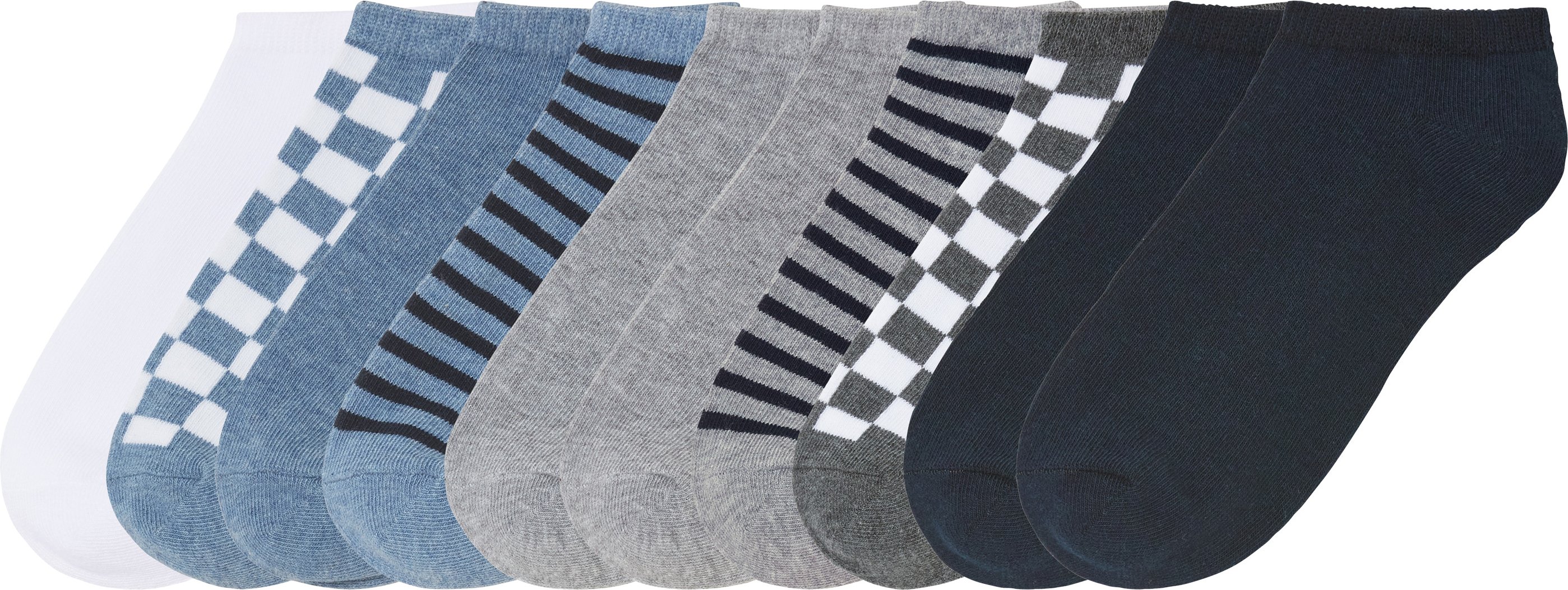 Thumbnail - pepperts!® Kinder Sneakersocken 10 Paar (blau/weiß/grau/navy, 39-42)