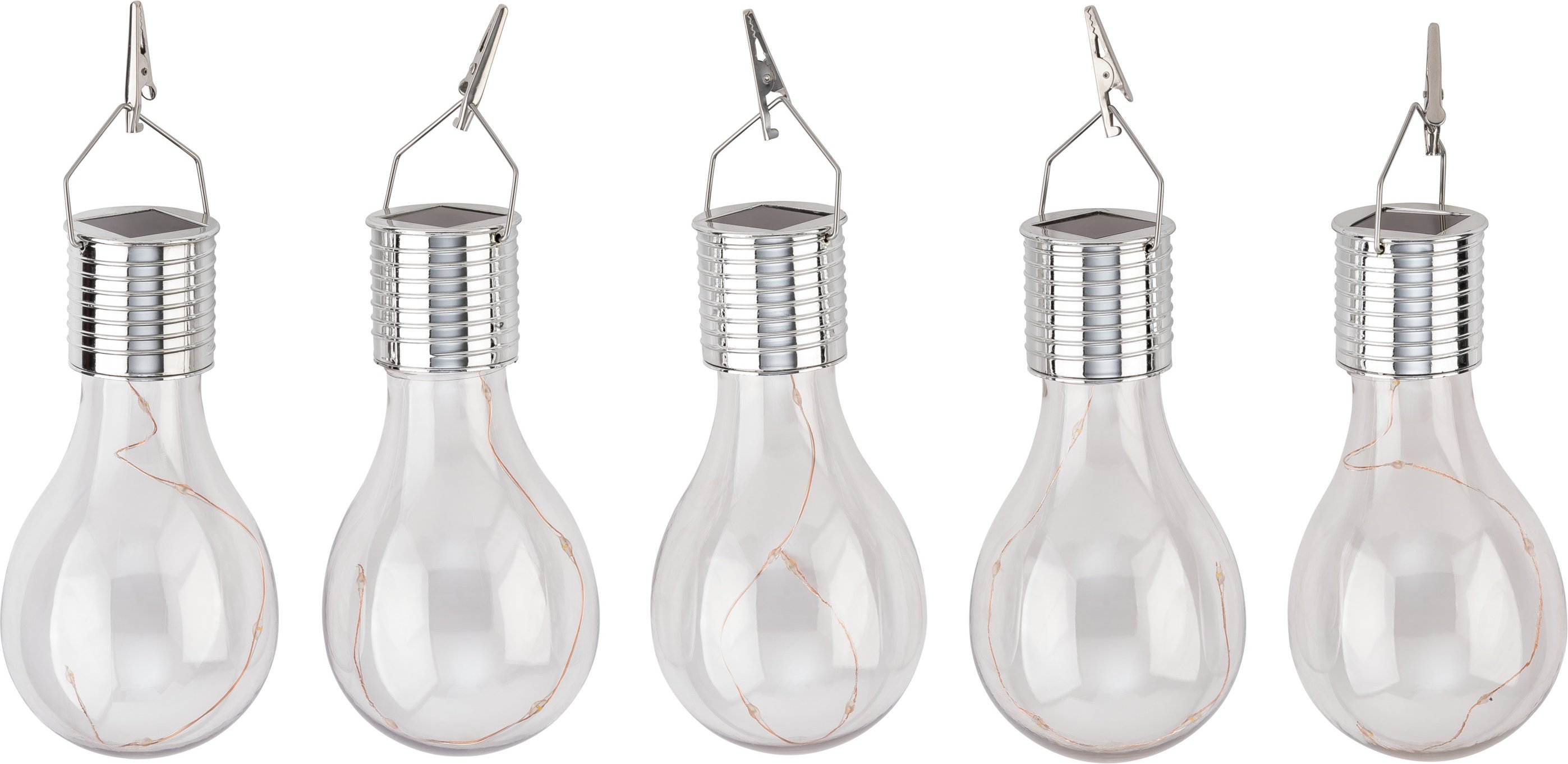 LIVARNO® Glühbirne bunt hängend Solar, 5 Stück (Transparent)