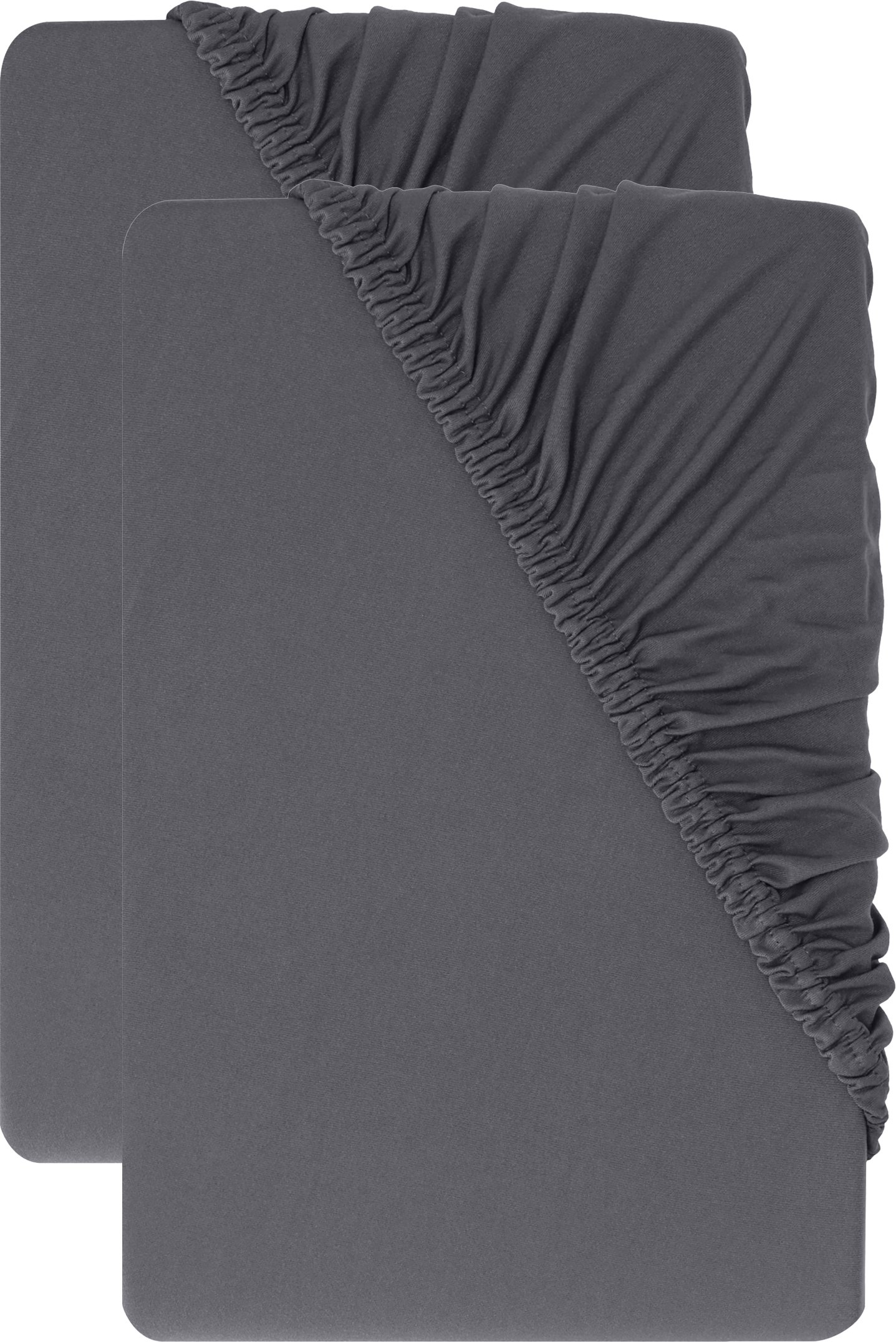 LIVARNO® Jersey-Spannbettlaken-Set, 2 Stück, 90-100 x 200 cm (Dunkelgrau)