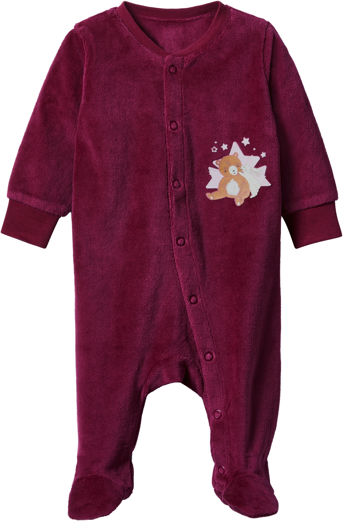 lupilu® Baby Schlafoverall, aus kuschelig weicher Nicki-Qualität (Bordeaux, 62/68)