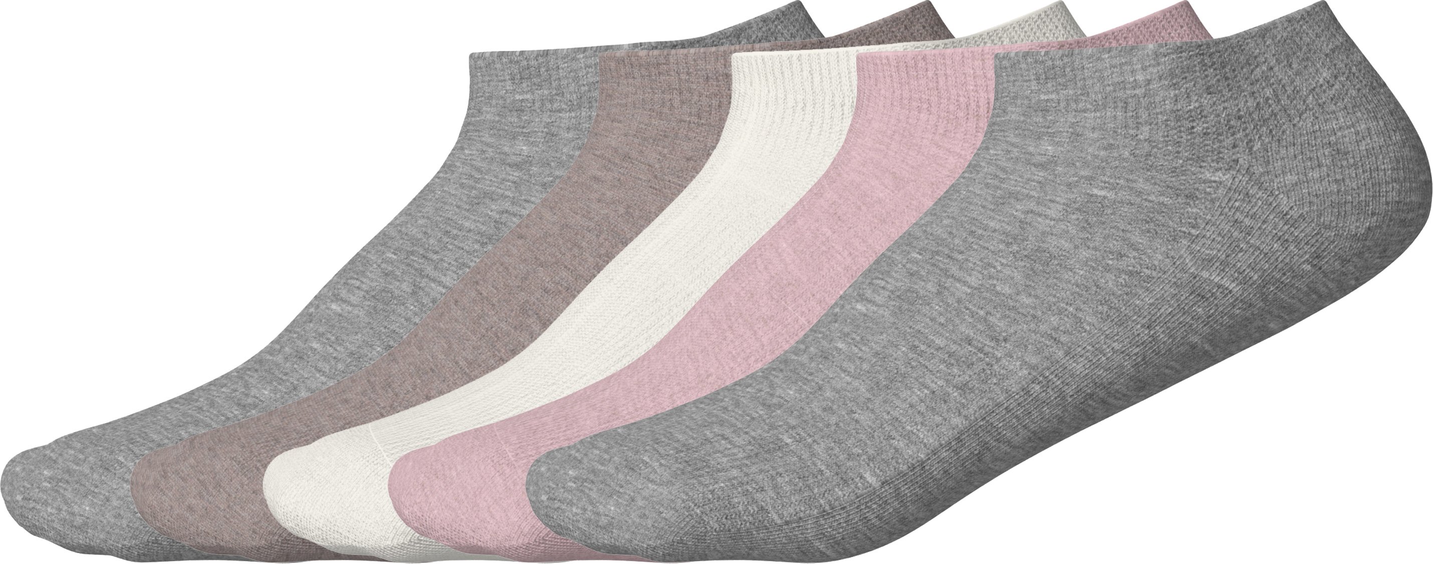 esmara® Damen Sneakersocken, 5 Stück (weiß/rosa/grau, 39-42)