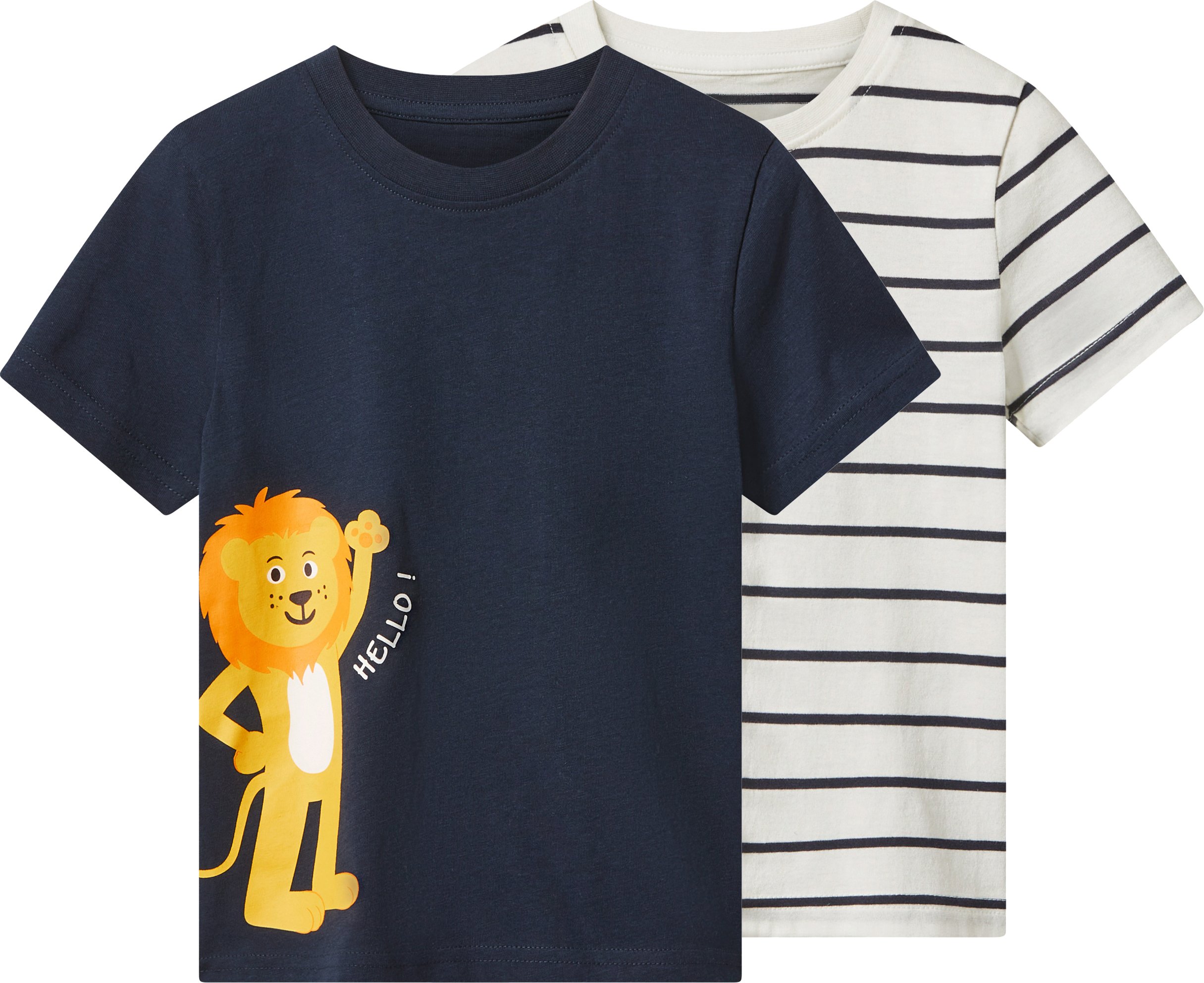 lupilu® Kleinkinder T-Shirts, 2 Stück (navy/weiß, 110/116)