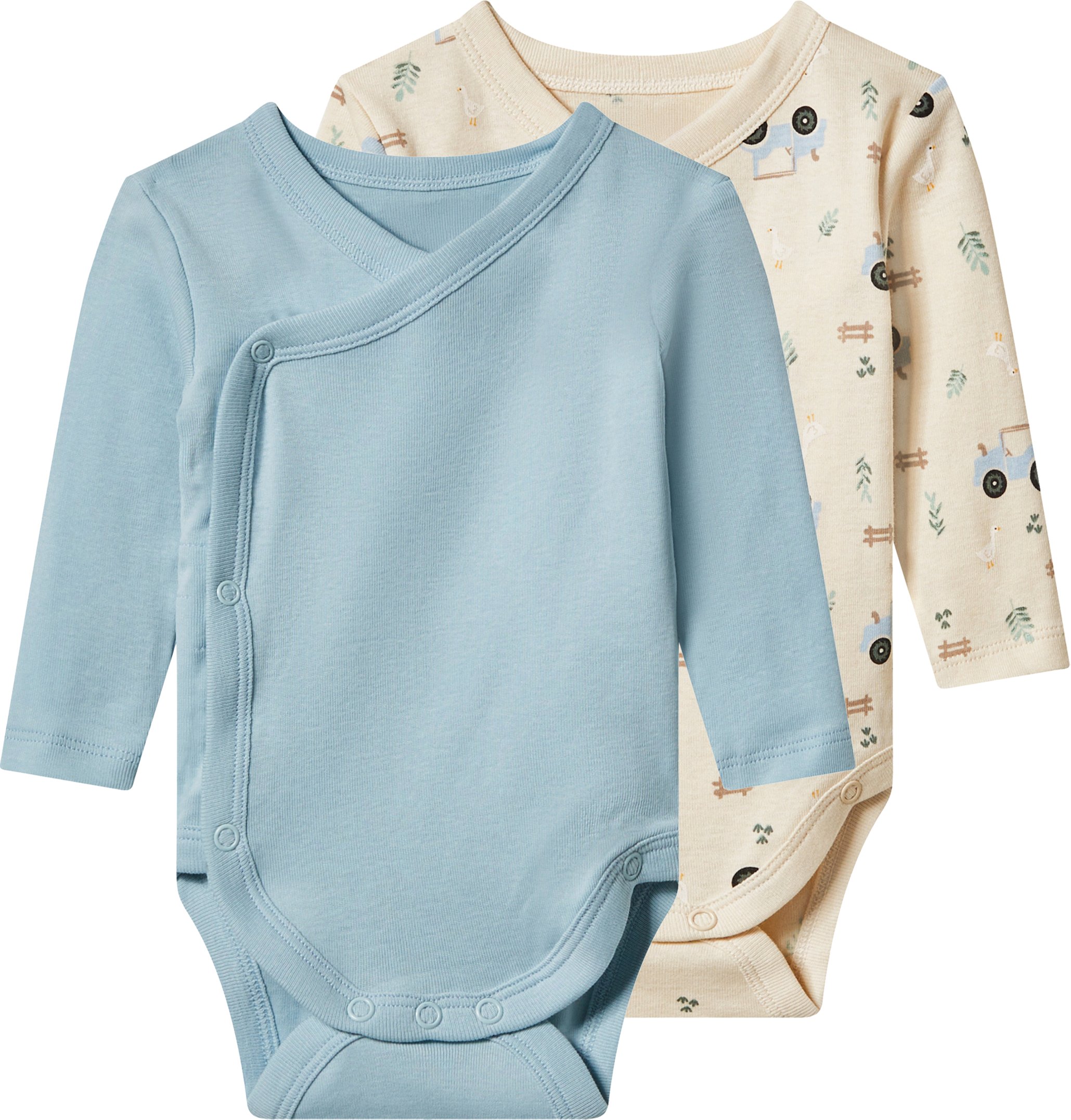 lupilu® Baby Wickelbody langarm, 2 Stück (blau/creme, 74/80)