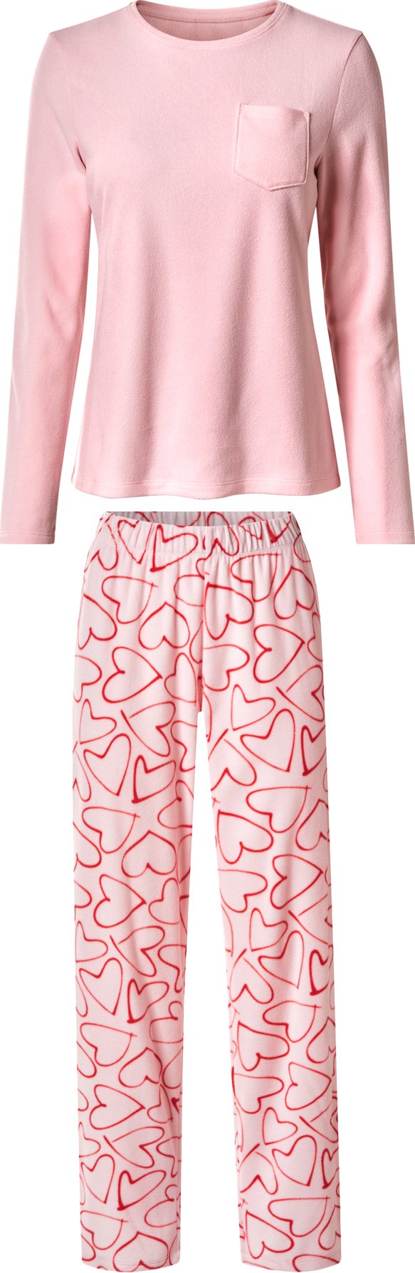 esmara® Damen Pyjama lang Fleece (Rosa, XS(32/34))