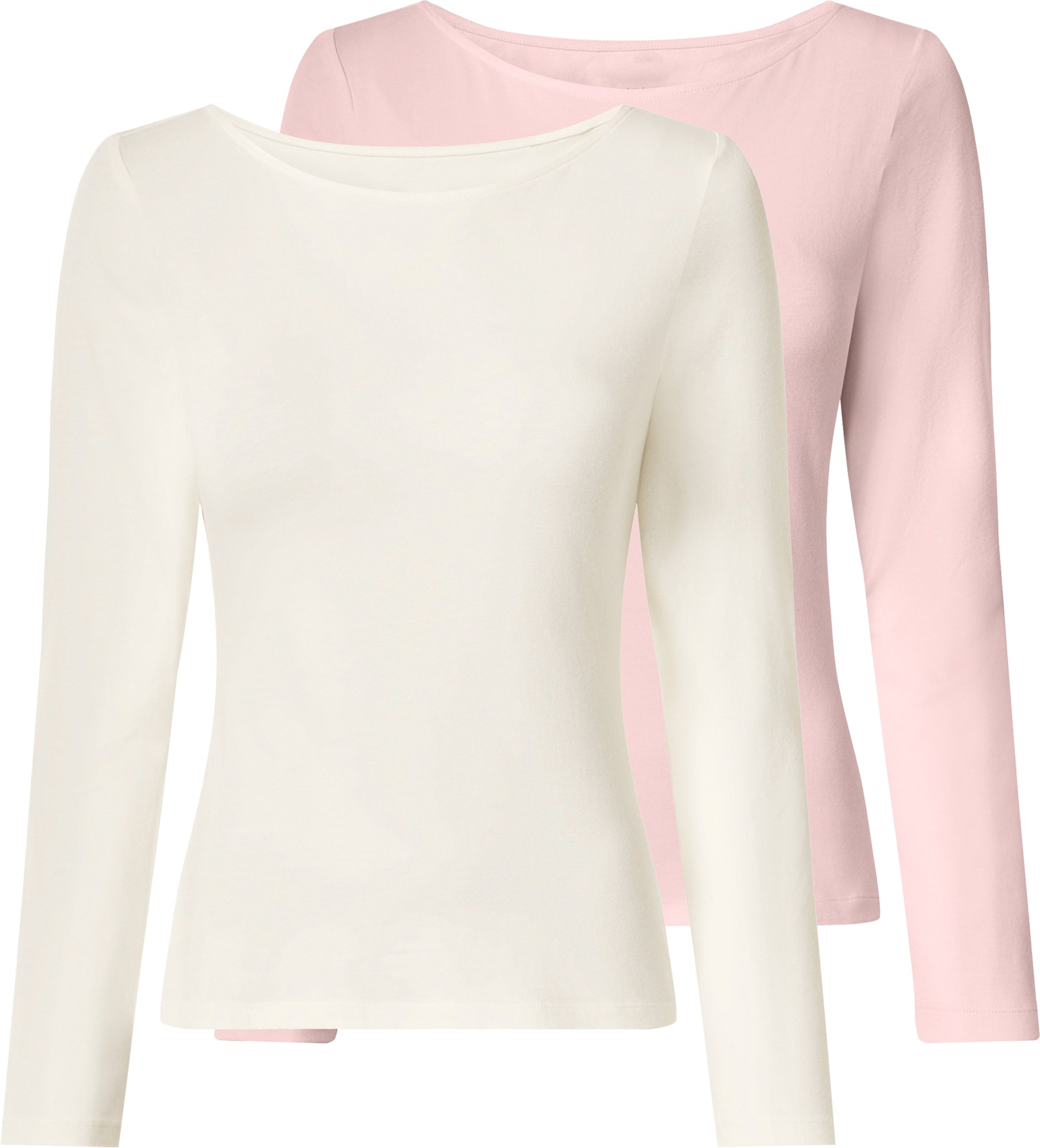 esmara® Damen Langarmshirt 2 Stück (Pink/Weiß, L(44/46))""