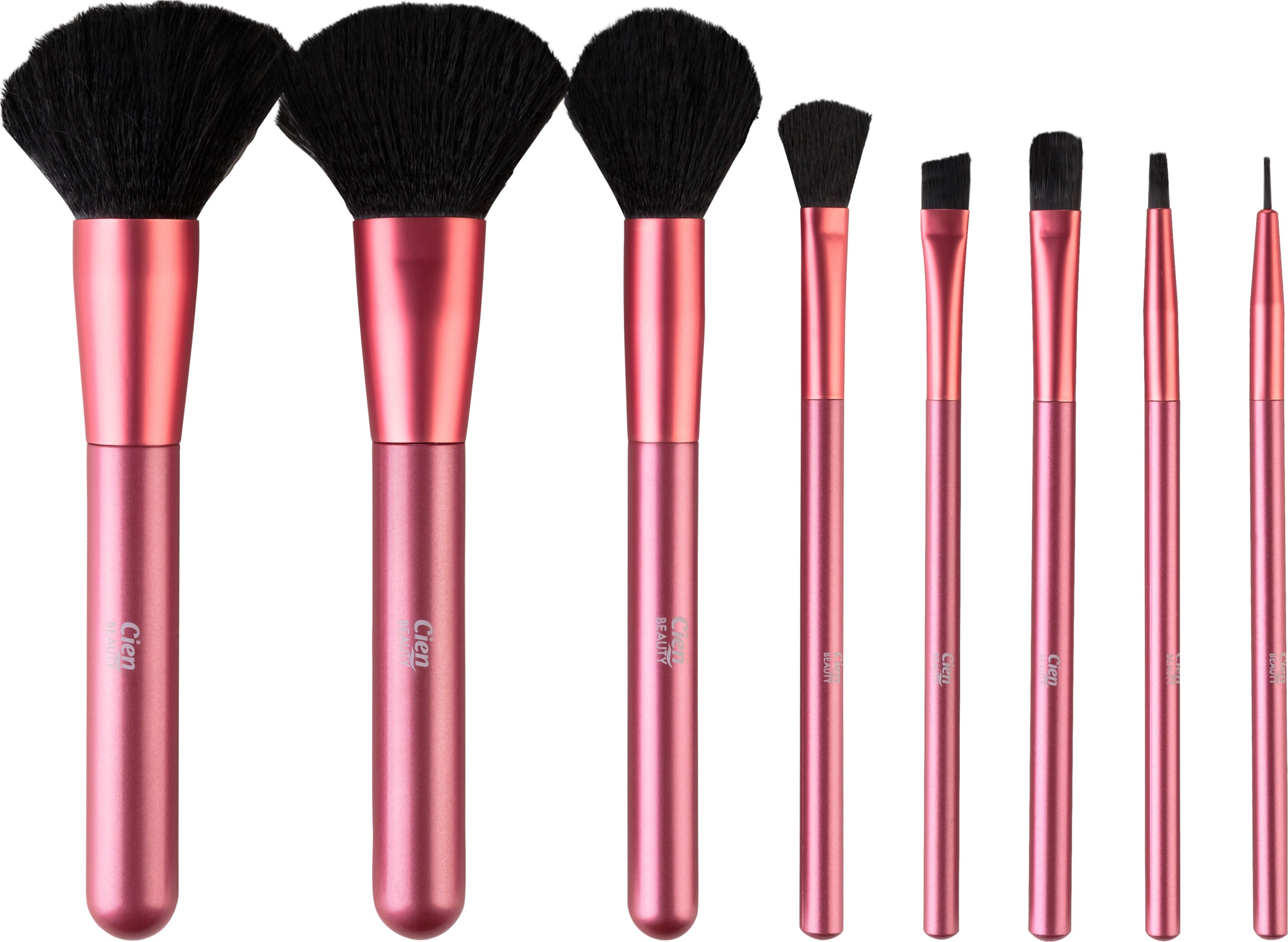 CIEN Beauty Kosmetikpinsel-Set mit Tasche (pink)