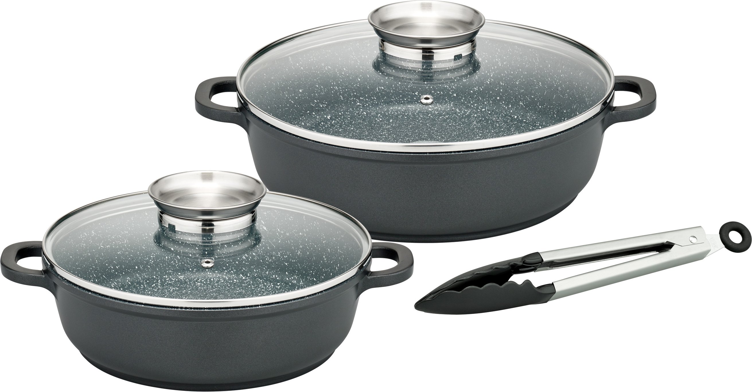 GSW Servierpfannen-Set Gourmet GRANIT 5-tlg. mit Aromadeckel""