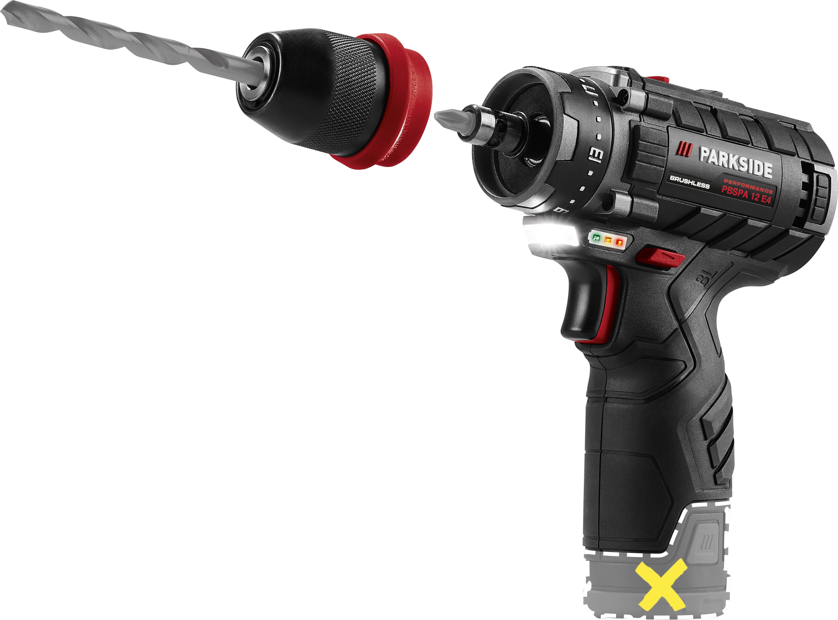 PARKSIDE PERFORMANCE® 12 V Akku-Bohrschrauber »PBSPA 12 E4«, ohne Akku und Ladegerät