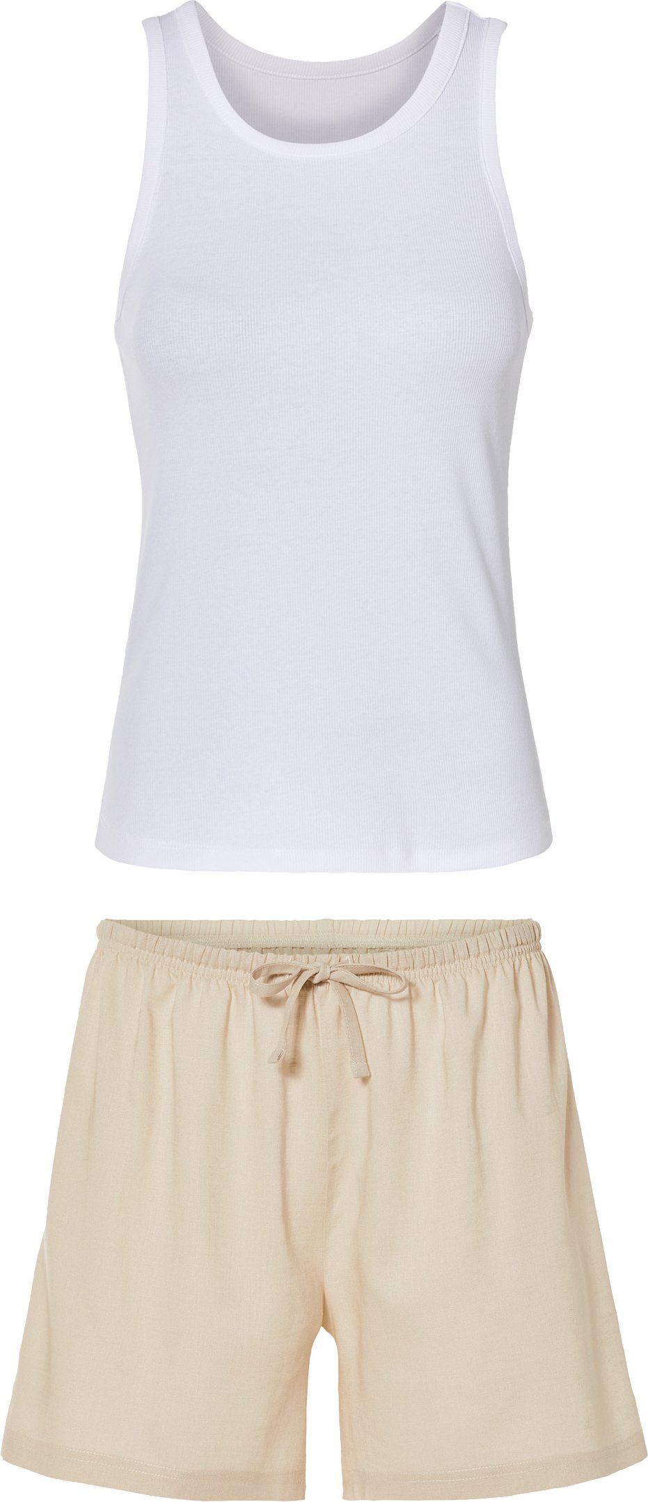 Thumbnail - esmara® Damen Shorty Pyjama (XS (32/34), weiß/beige)