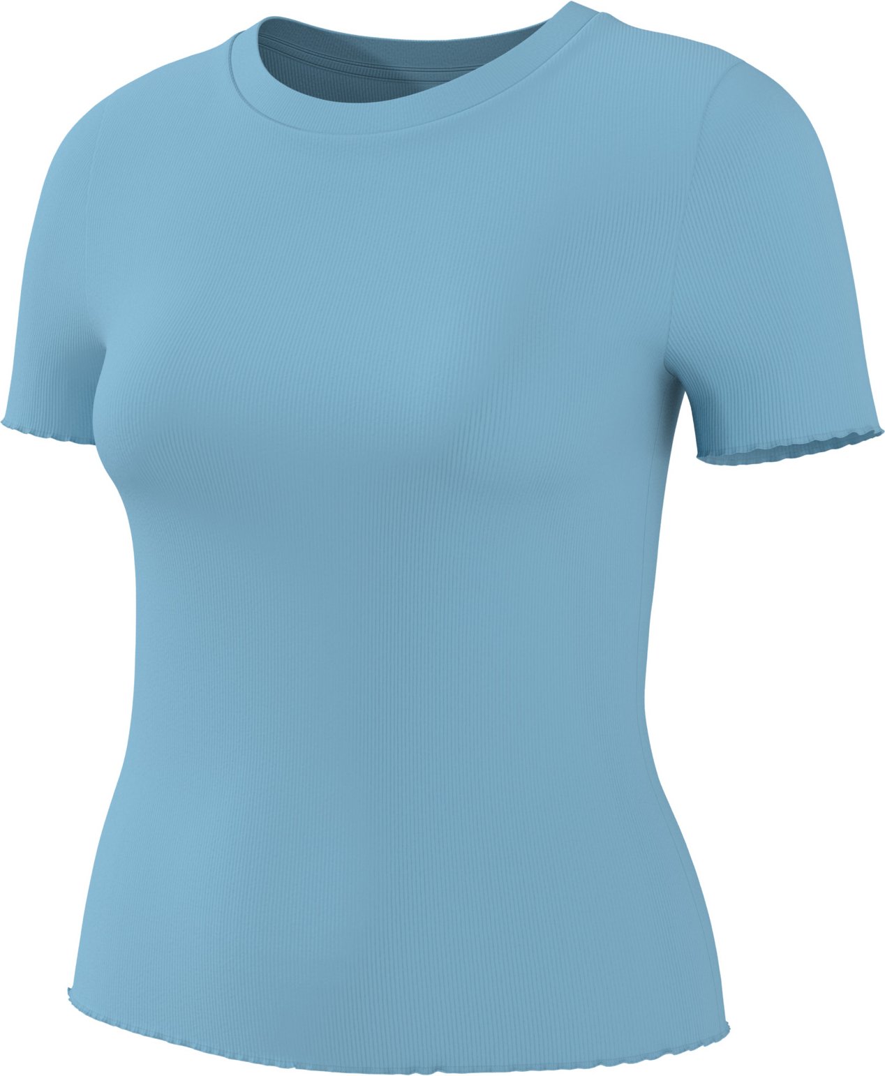 esmara® Damen T-Shirt Rippe (Blau, M(40/42))