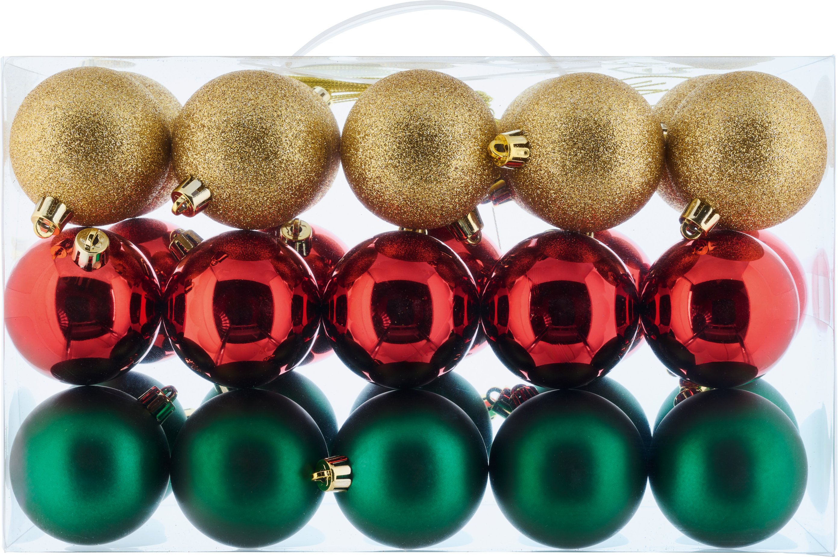 LIVARNO home Christbaumschmuck 30er, 5cm (grün, rot, gold)