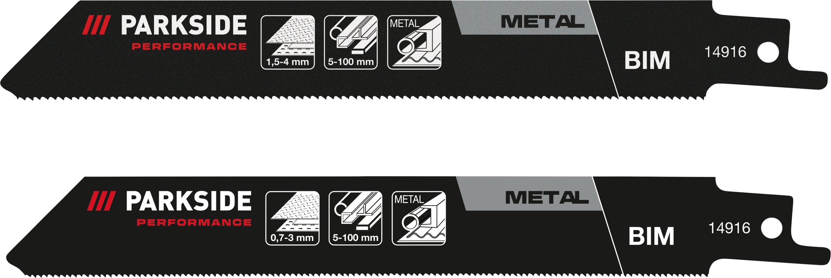 PARKSIDE PERFORMANCE® Säbelsägeblatt-Set »PFSZP 3 A1«, 2 Stück (Metall fein)