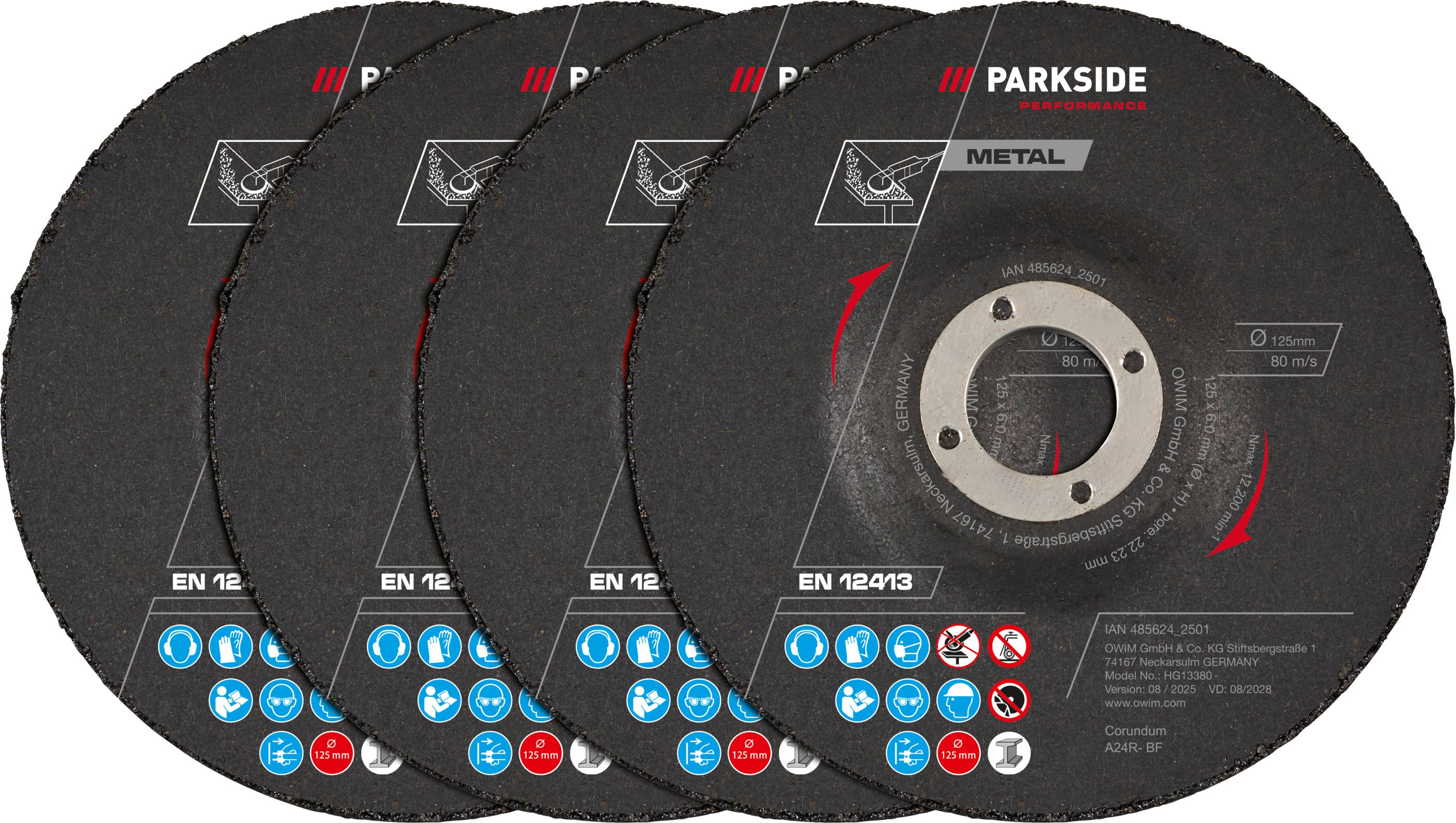PARKSIDE PERFORMANCE® Trennscheiben / Schleifscheiben / Diamant-Trennscheibe (Schruppscheiben 4 tlg.)