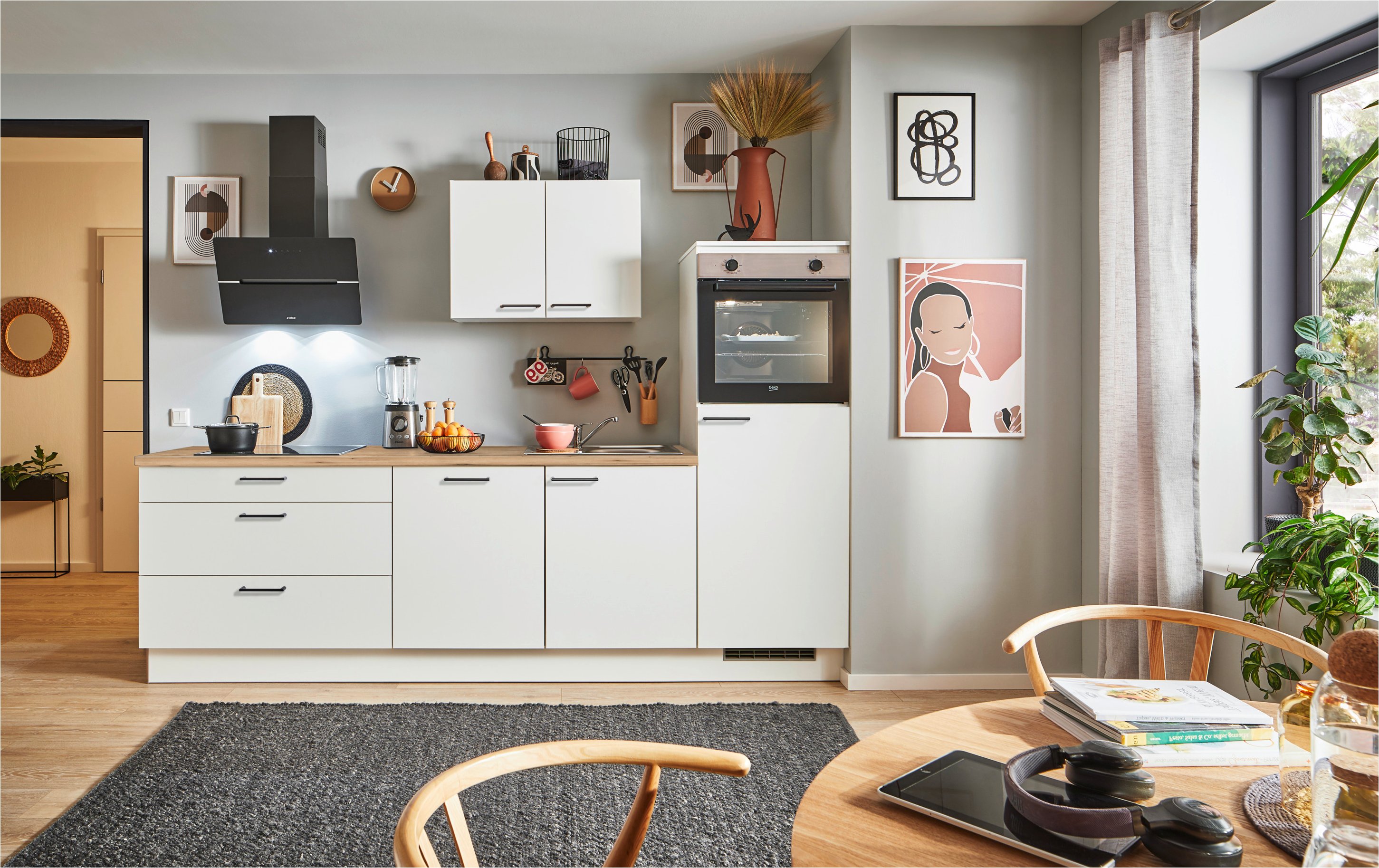 Pinolino Küchenzeile, 270/280 cm, mit Elektrogeräten (Anschlag rechts, Weiß, 270 cm)