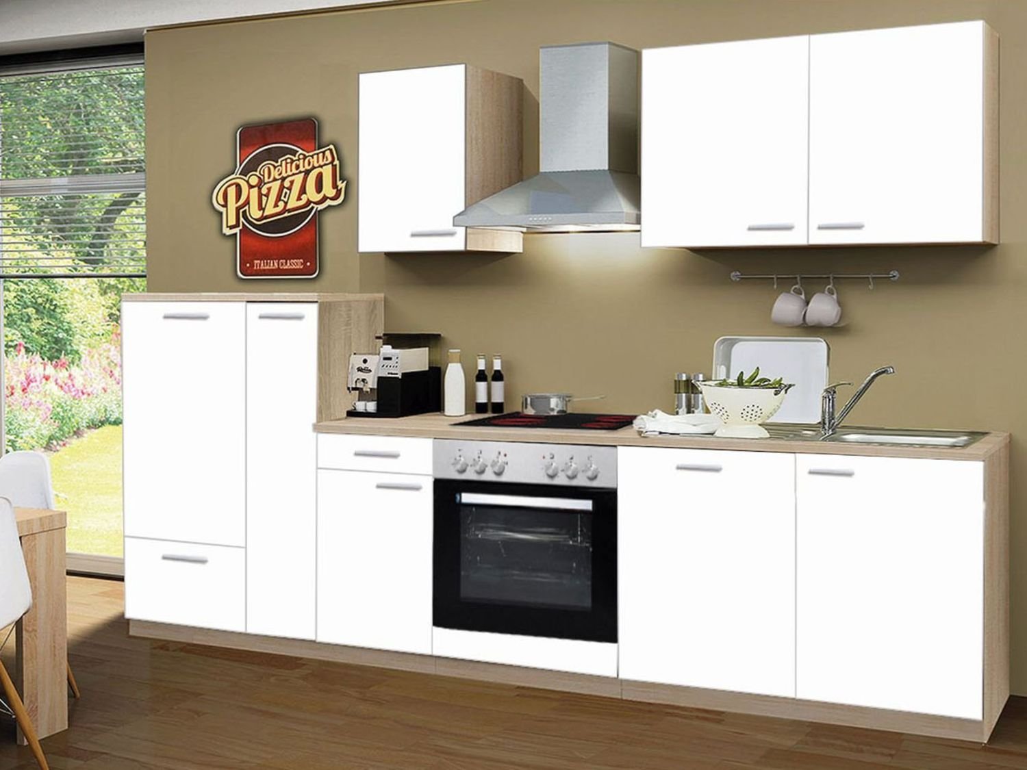 Menke Küchenblock Classic Leerblock 270/280/300/310cm (frei Verwendungsstelle, Weiss, 300 cm)