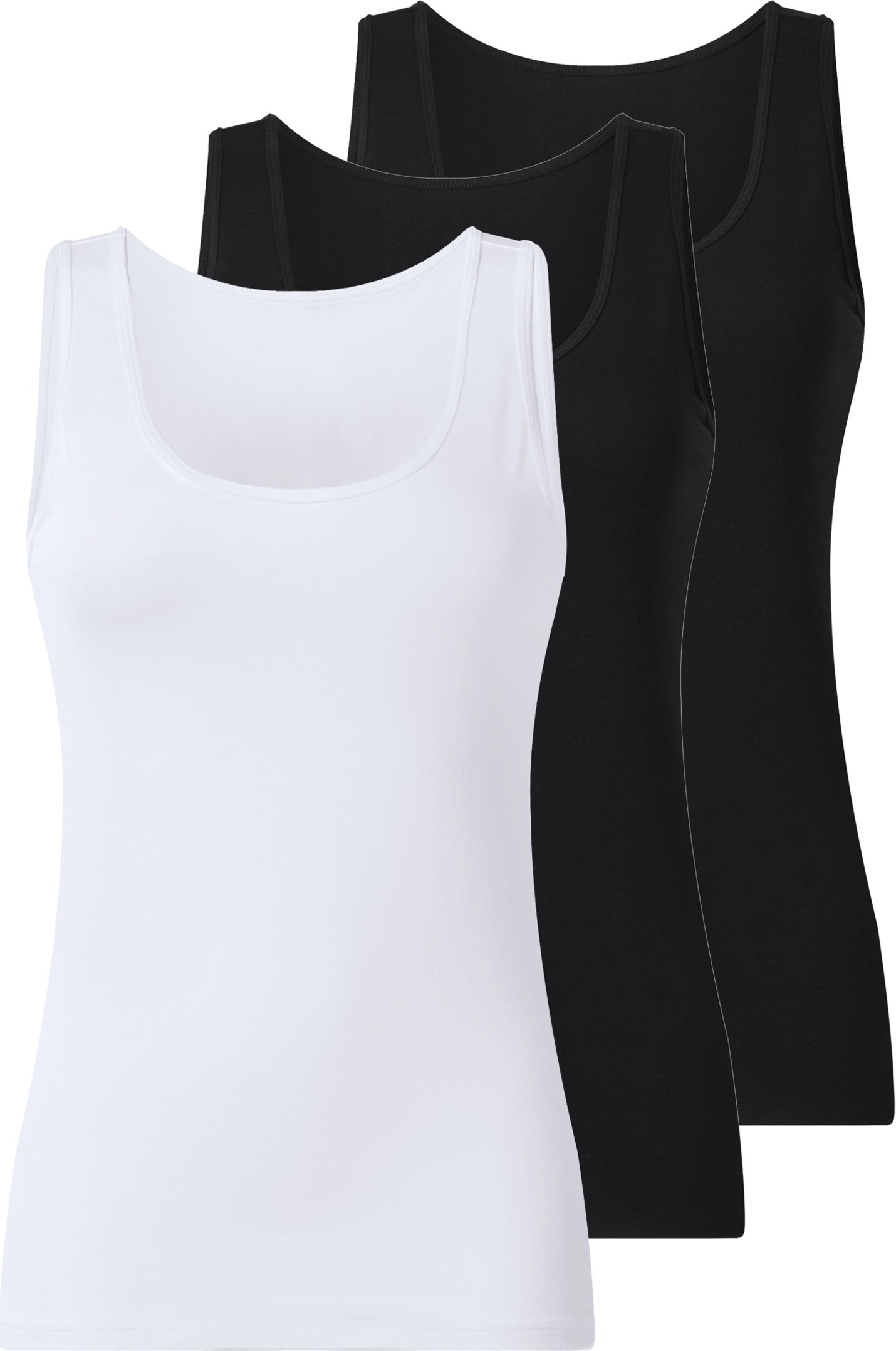 esmara® Damen Achselhemd 3er (Schwarz/weiß, XS(32/34))