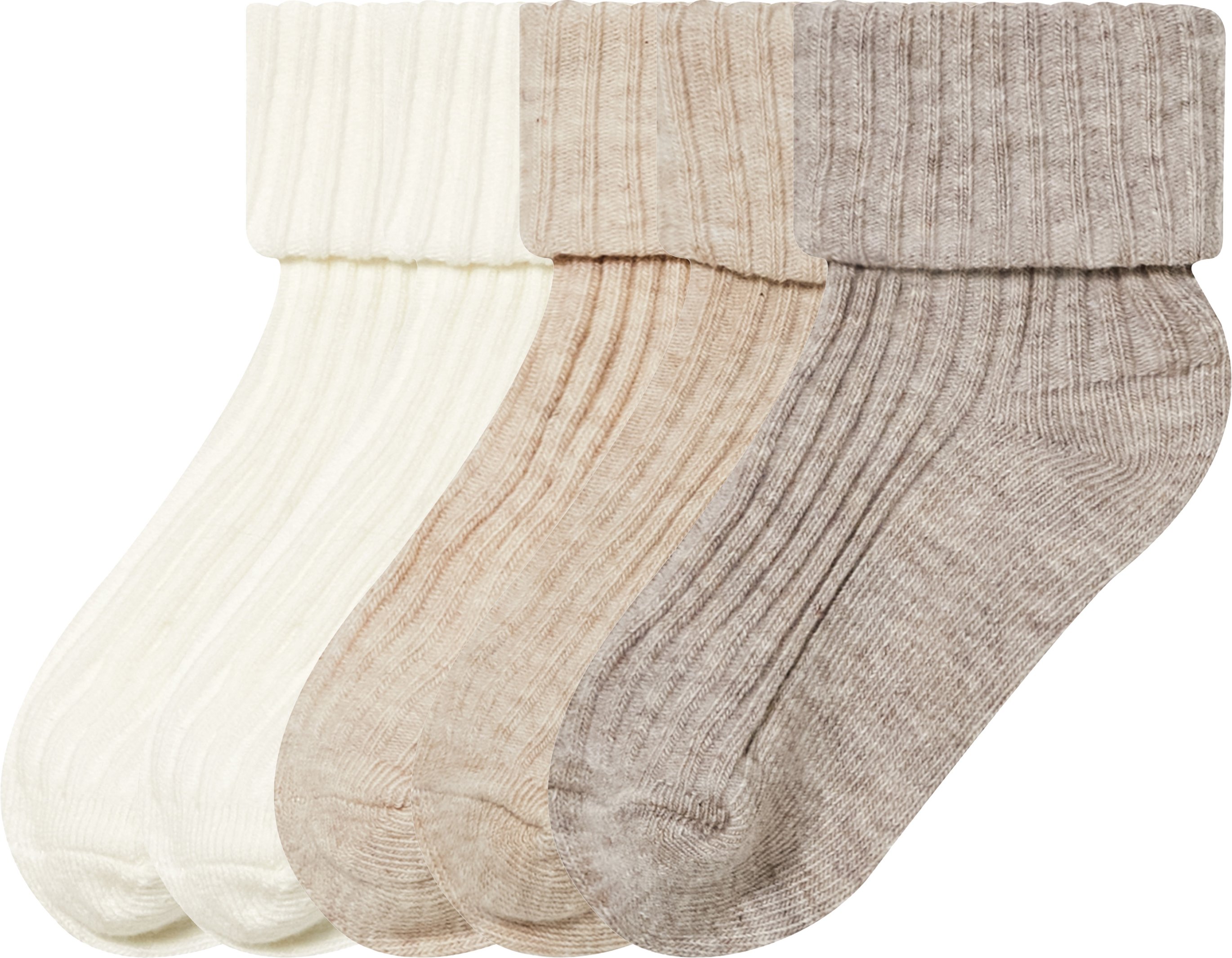 Thumbnail - lupilu® Baby Socken Rippe mit Umschlagbund (19-22, weiß/beige/grau)