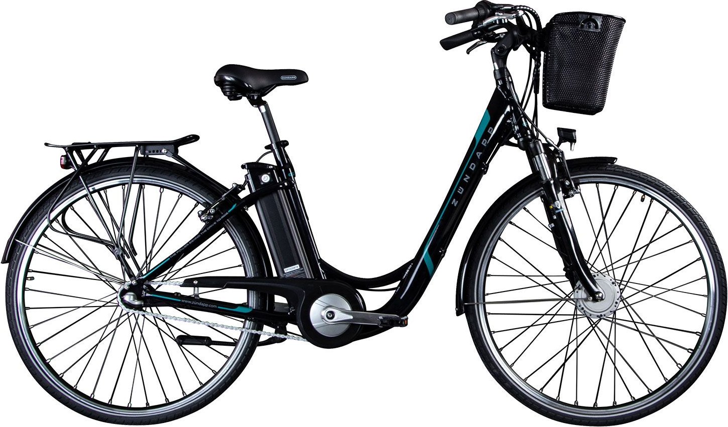 Zündapp Z510 700c E-Bike E Cityrad Damenrad Pedelec Elektrofahrrad Damen Fahrrad 28 Zoll (Schwarz Türkis)