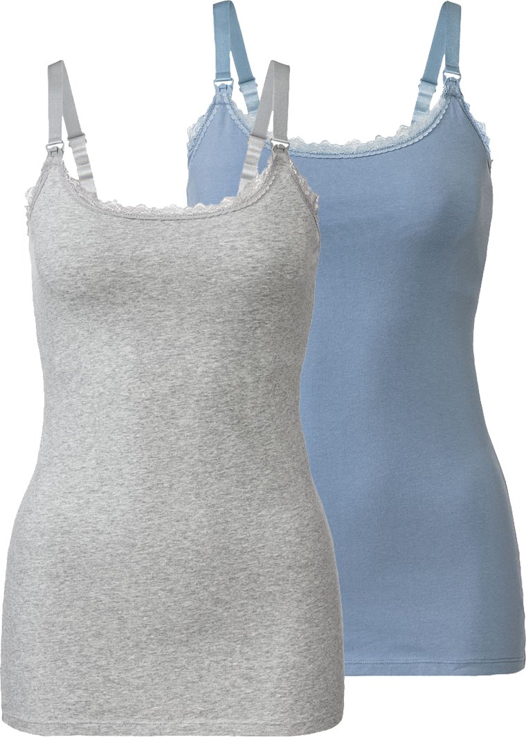 esmara® Damen Still Tops 2er (hellblau/mittelgrau, XS(32/34))