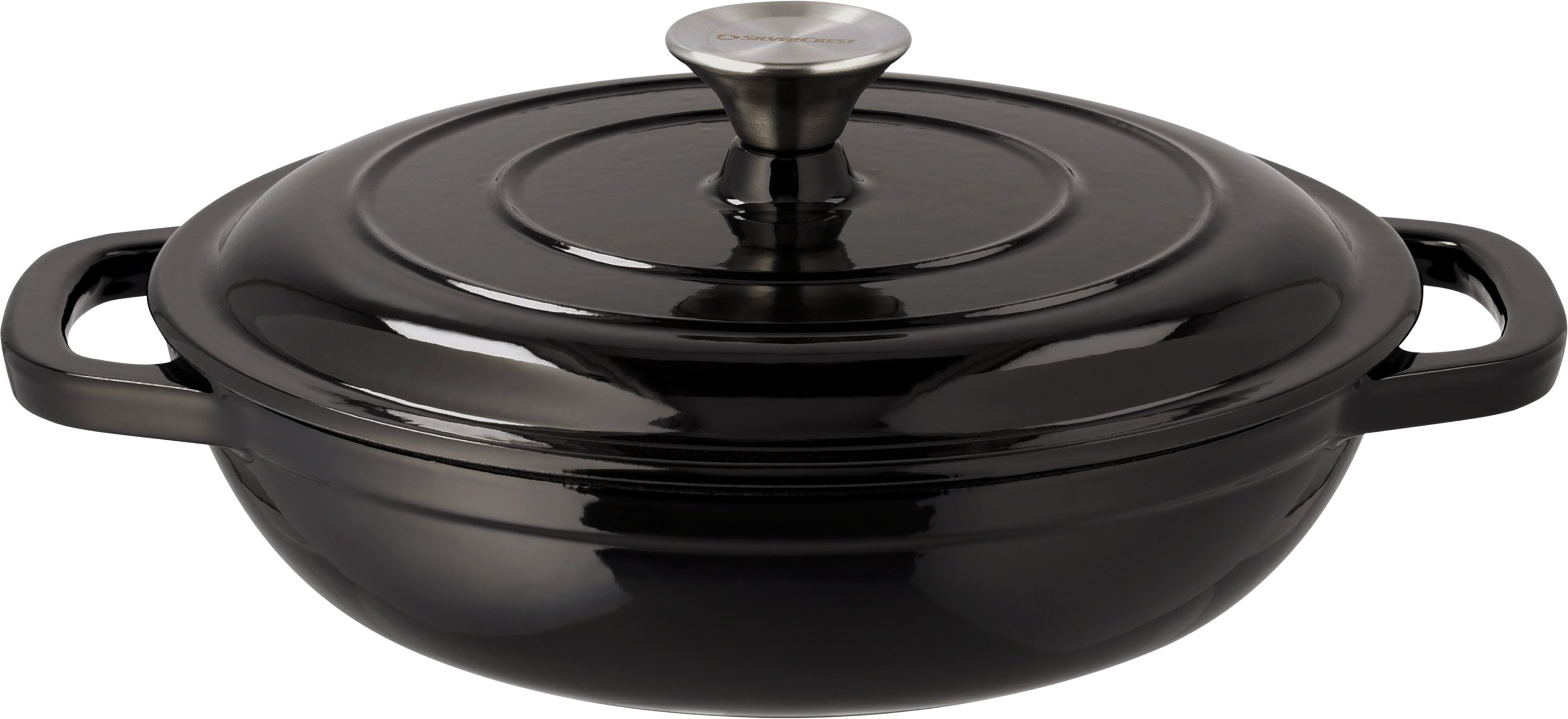 SILVERCREST® Servierpfanne Gusseisen 26 cm / 2,4 Liter (Schwarz)