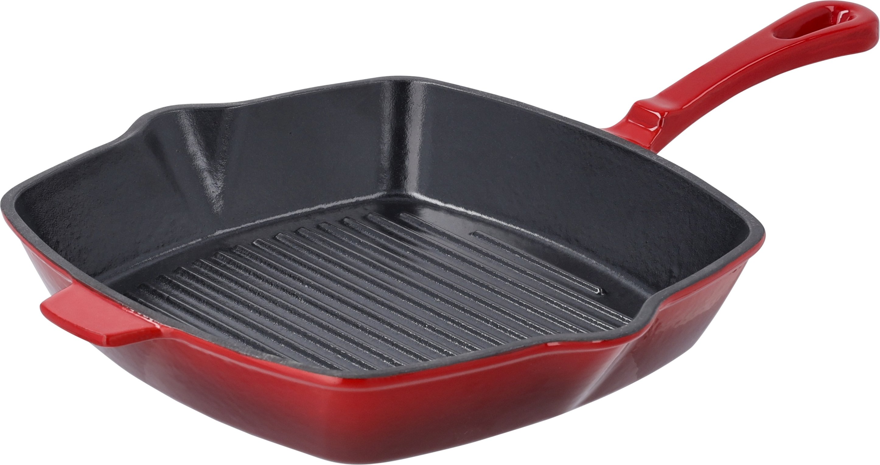 SILVERCREST® Premium-Gusseisengrillpfanne 24 cm, für alle Herdarten (Rot)
