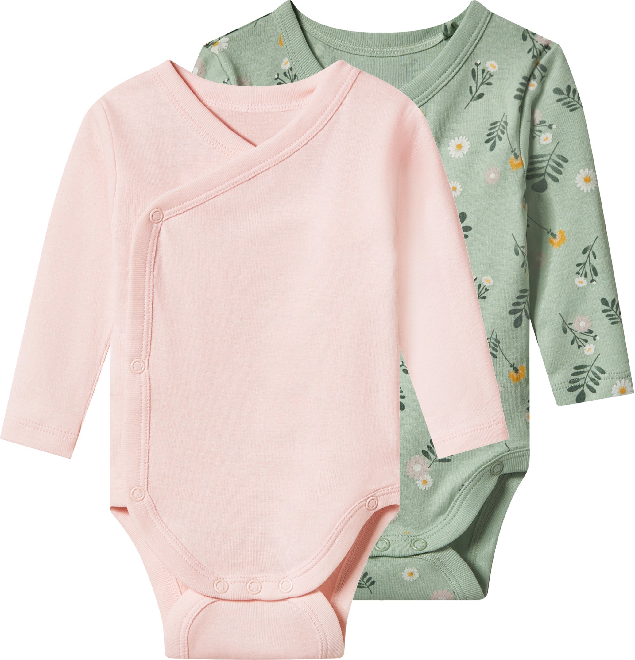 lupilu® Baby Wickelbody langarm, 2 Stück (rosa/grün, 86/92)
