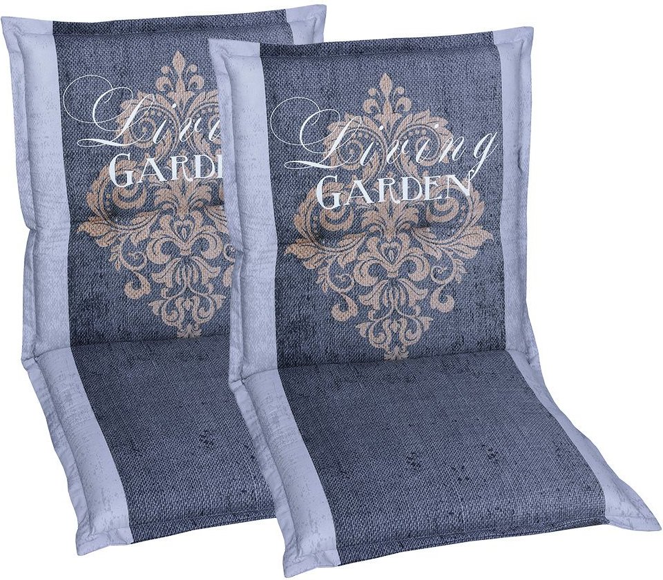 GO-DE Textil Gartenauflage Living Garden (2er Set Niederlehner, Grau)