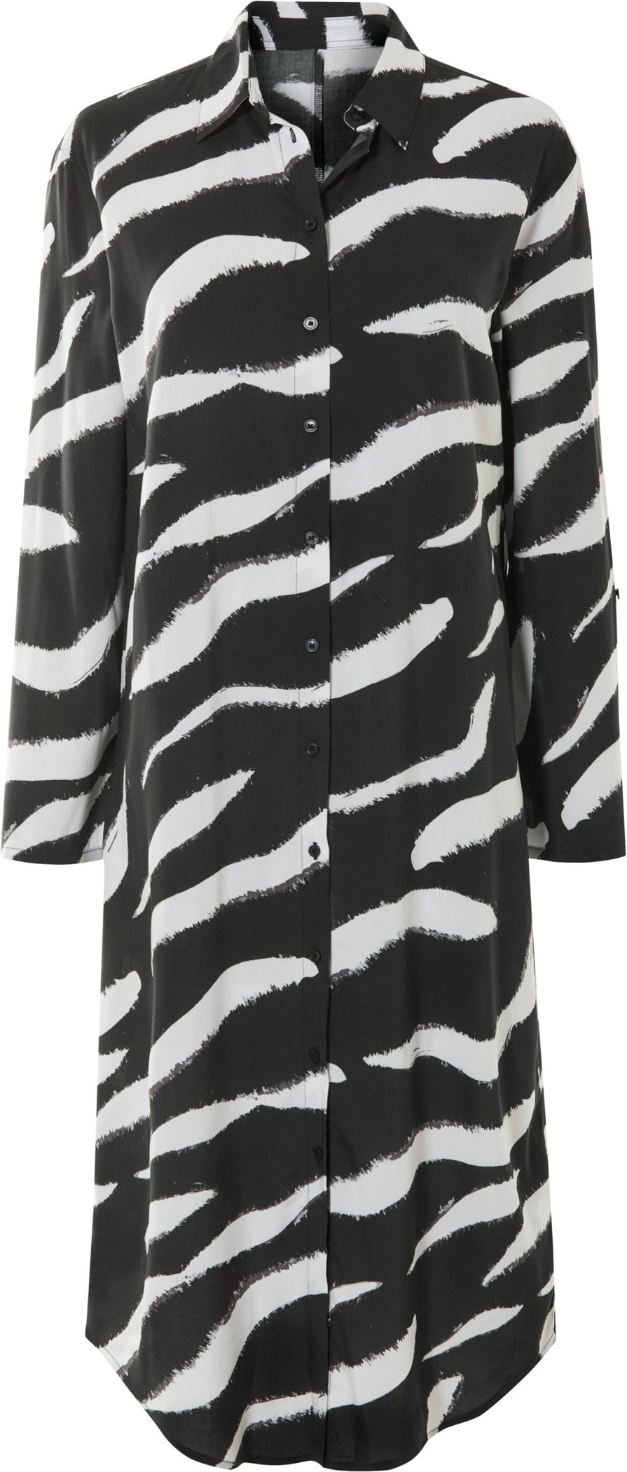Thumbnail - esmara® Damen Blusenkleid langarm (Muster/schwarz/weiß, 38)