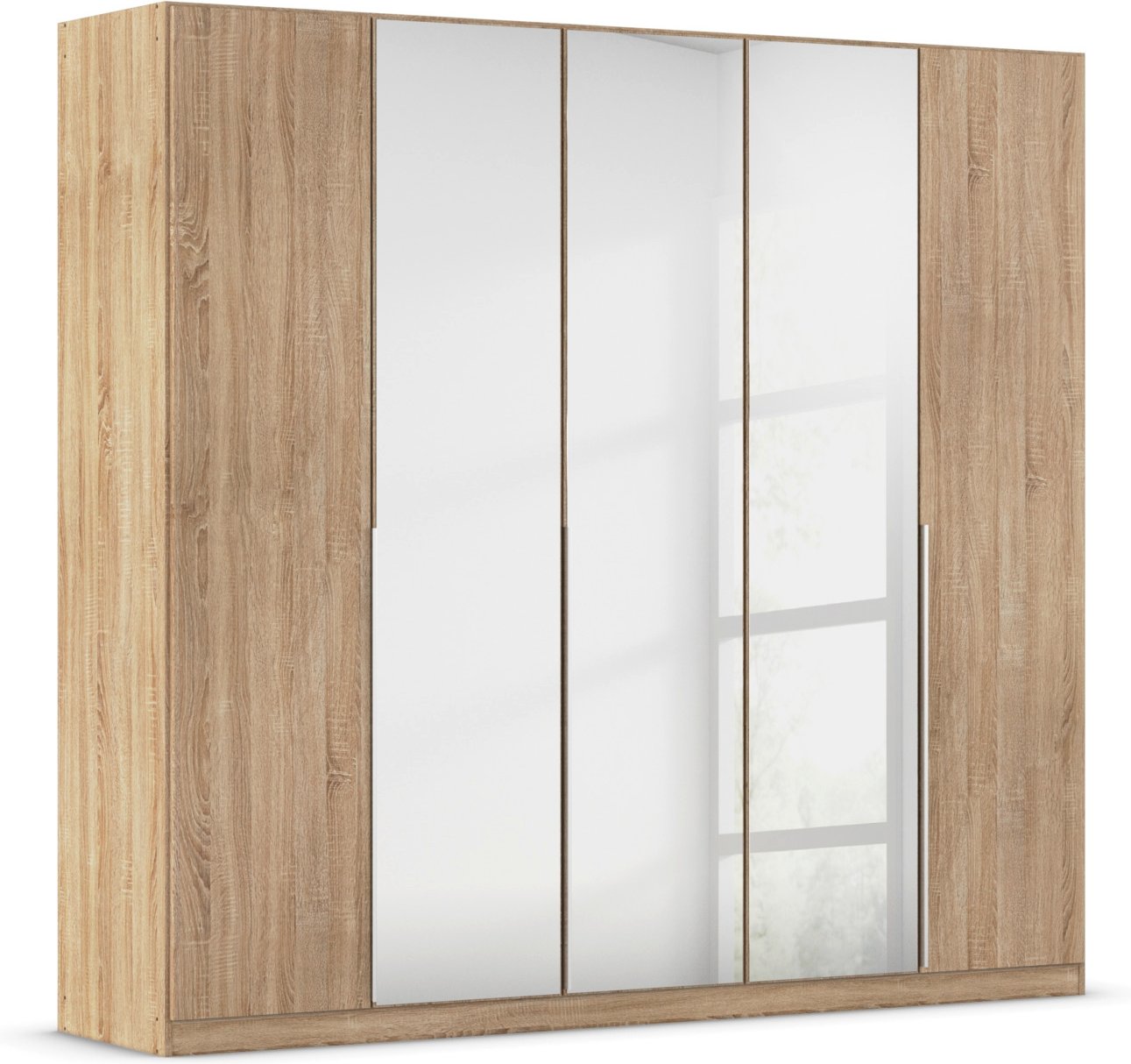 rauch ORANGE Drehtürenschrank Alabama mit Spiegel (Basic-Zubehör, Eiche Sonoma, Griffe Alufarben, 226 x 210 cm)