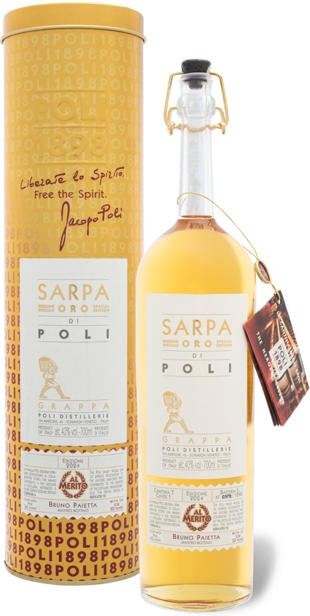 Grappa Sarpa Oro di Poli mit Geschenkbox 40% Vol