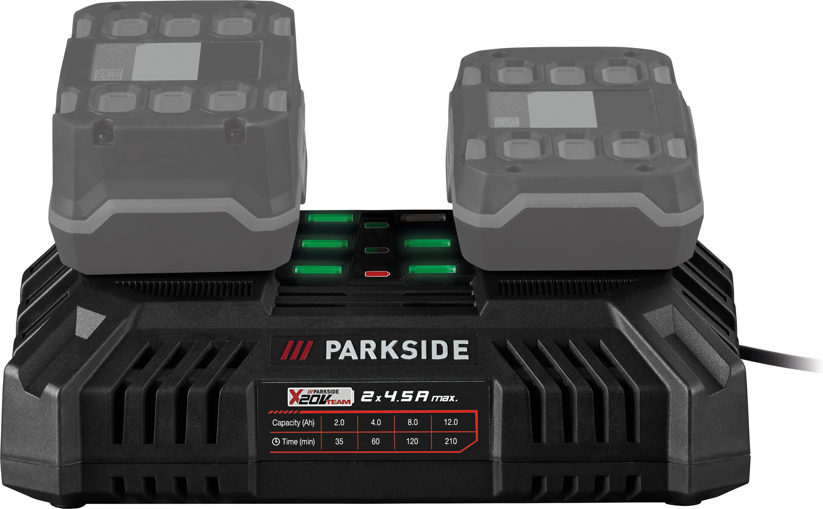 PARKSIDE® 20 V / 2 x 4,5 A Akku-Doppelladegerät »PDSLG 20 B1«, ohne Akku