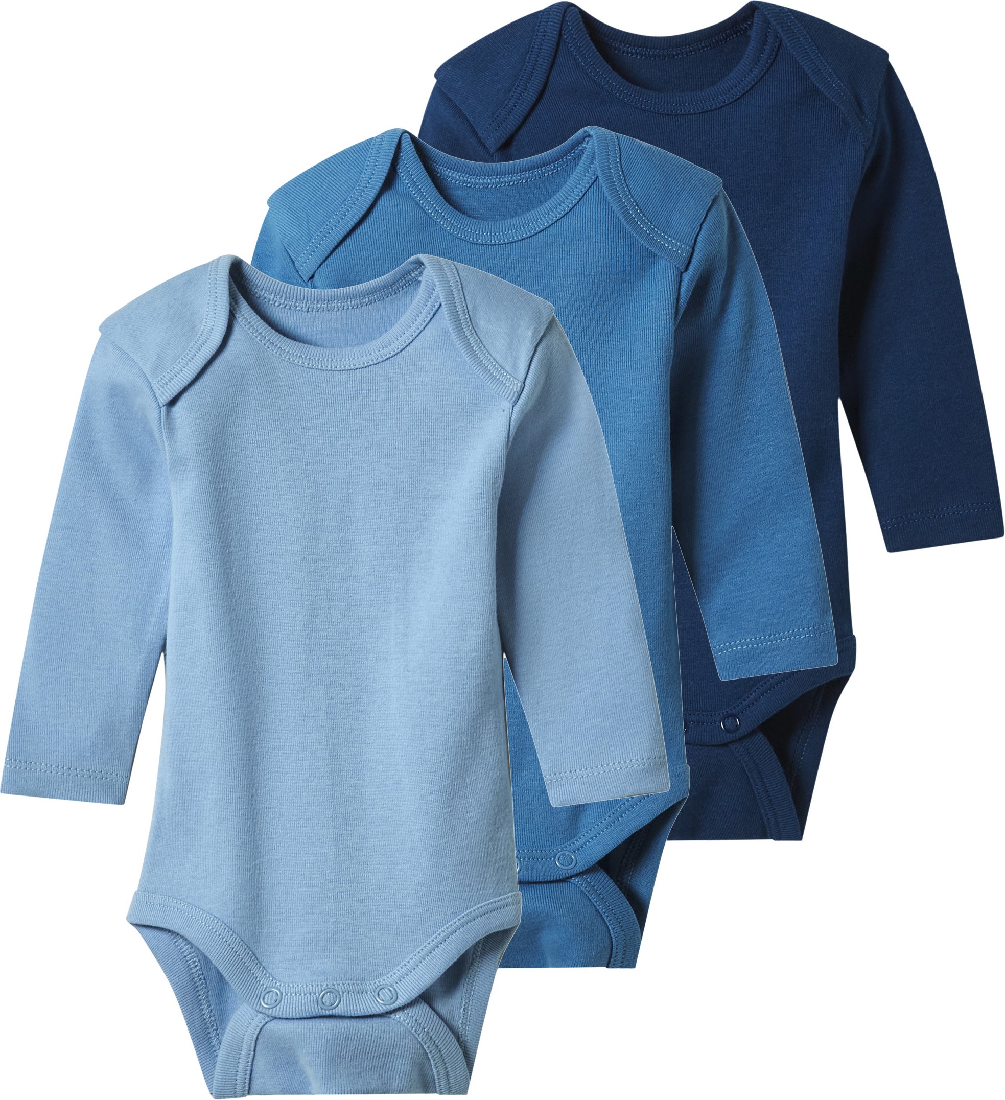 Thumbnail - lupilu® Baby-Wickelbodys, 3 Stück (dunkelblau/blau/hellblau, 62/68)