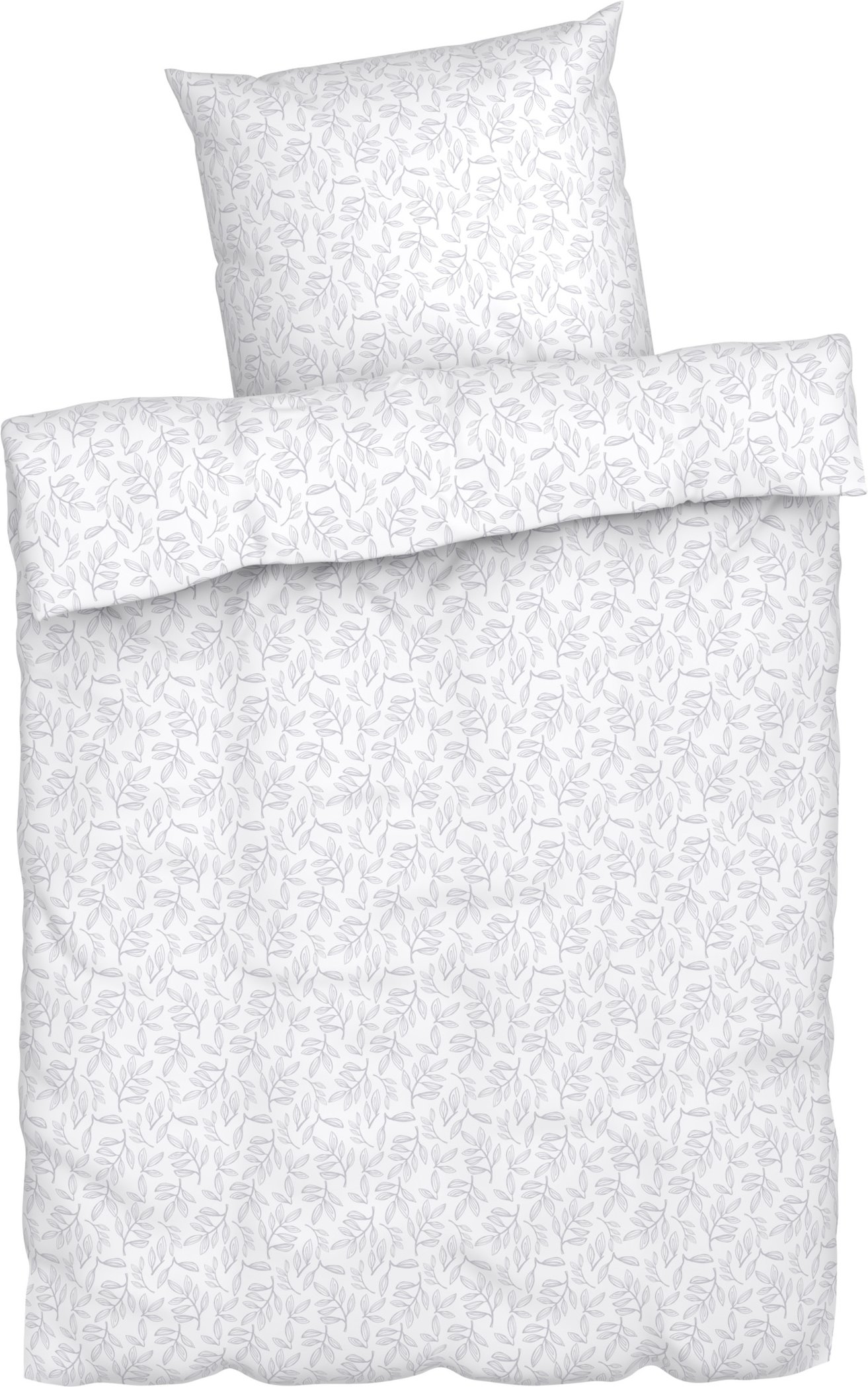 LIVARNO home Feinbiber-Bettwäsche (Blätter/weiß/hellgrau)