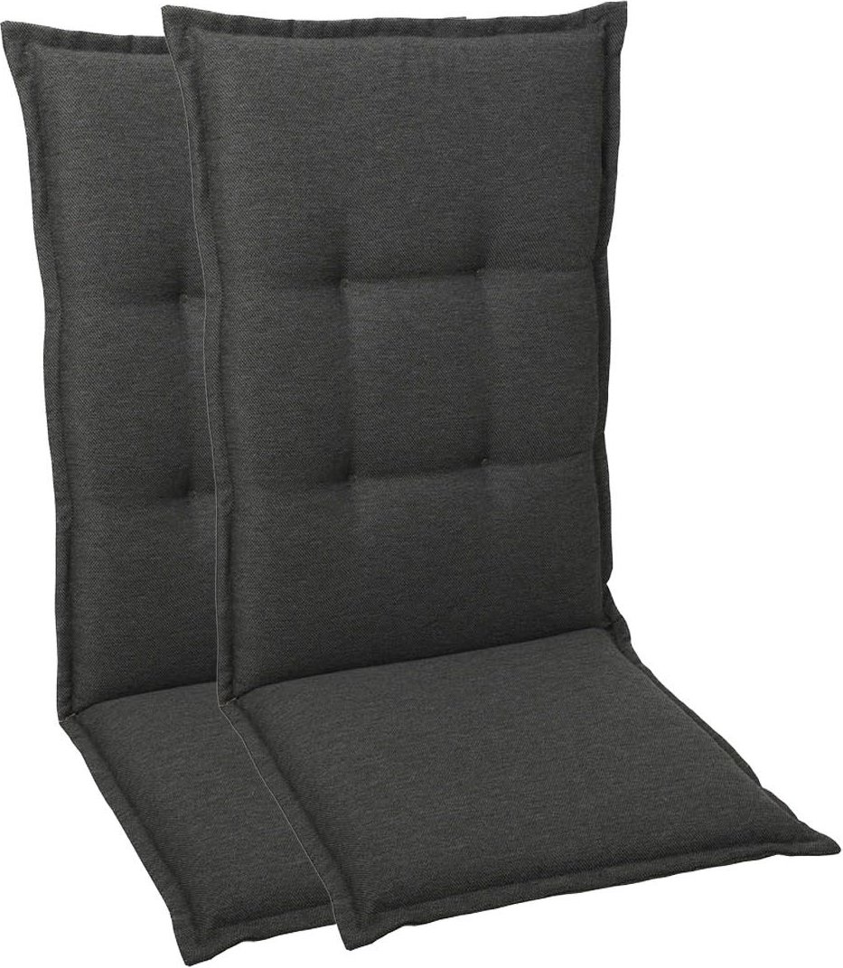 GO-DE Textil Gartenauflage Uni (2er Set Mittellehner, Anthrazit)