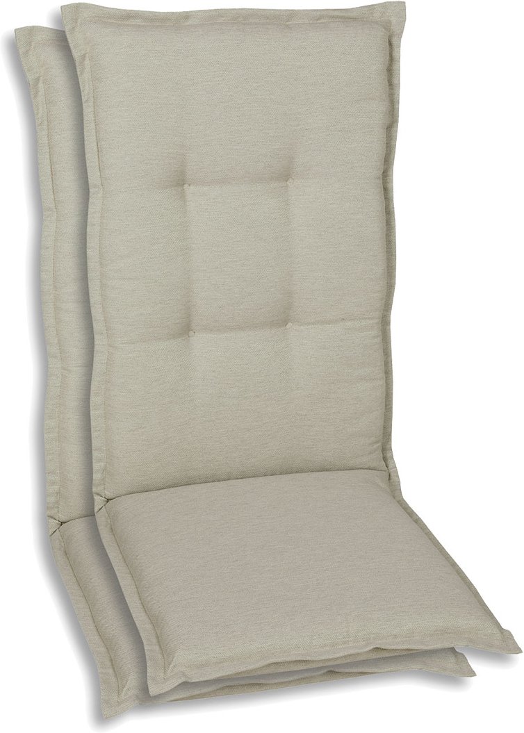 GO-DE Textil Gartenauflage, beige, 2er Set Hochlehner (2er Set Hochlehner, Beige)