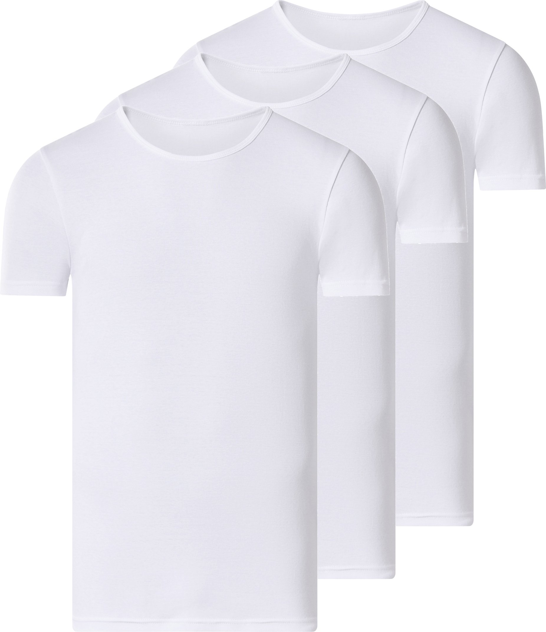 esmara Men Herren Unterziehshirt Feinripp, 3 Stück (runder Kragen, Weiß, 8/XXL)