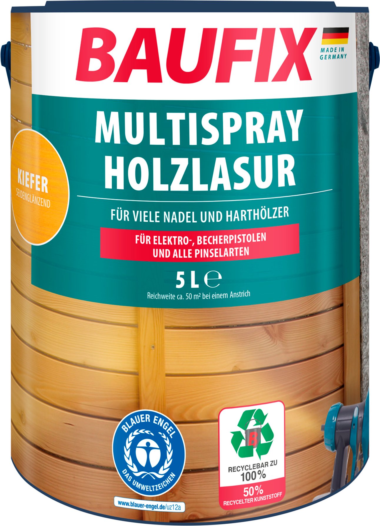 BAUFIX Multispray Holzlasur 5 Liter (kiefer seidenglänzend)