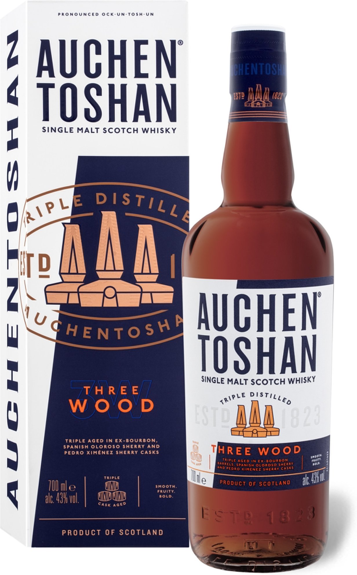 AUCHENTOSHAN Three Wood Single Malt Scotch Whisky mit Geschenkbox 43% Vol