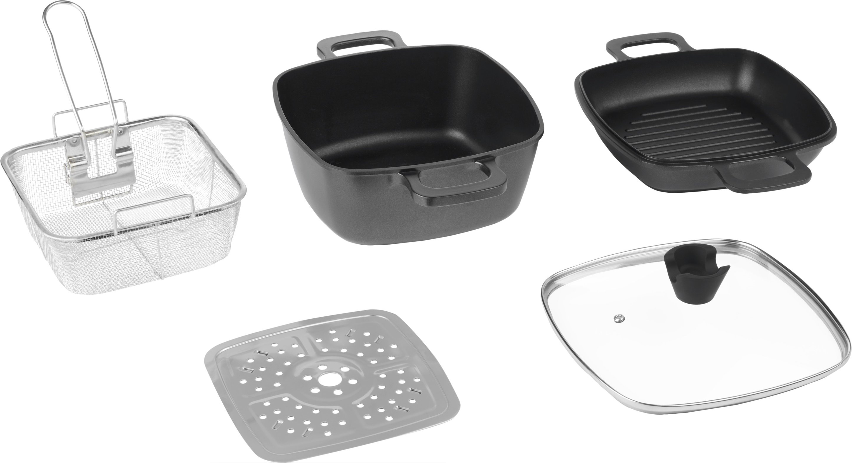 Thumbnail - SILVERCREST® Aluguss-Multifunktions-Set, zum Kochen, Grillen, Schmoren, Frittieren und Dünsten