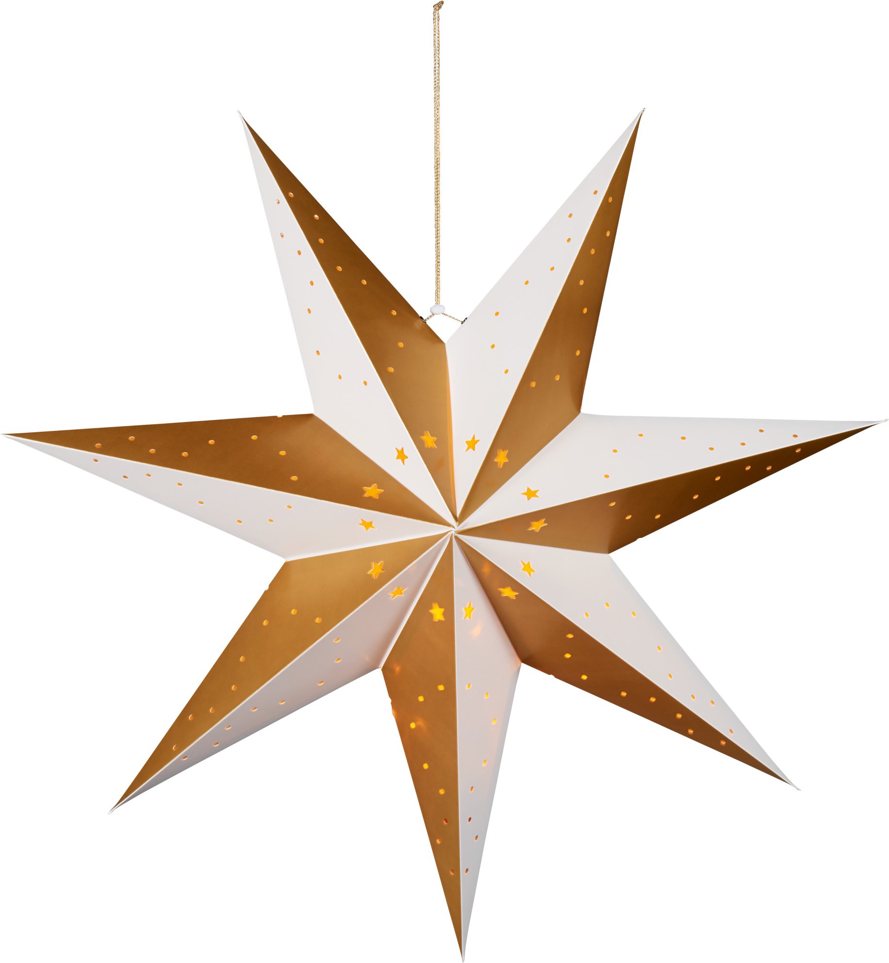 LIVARNO home Weihnachtsstern Papier LED (cremeweiß/gold)