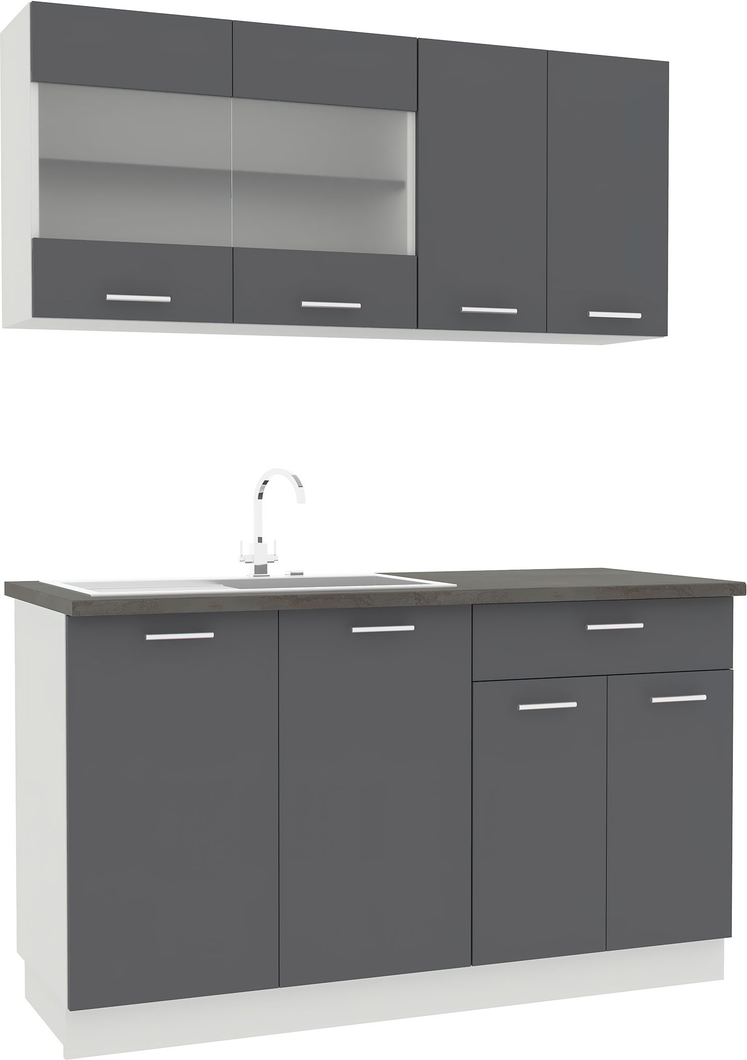 VCM Küche Esilo (Singleküche 4-tlg., Weiß/anthrazit, 140)