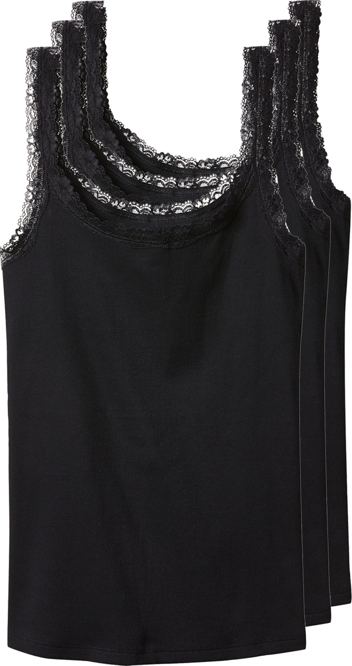 esmara® Damen Ripptop, 3 Stück (Schwarz, M(40/42))