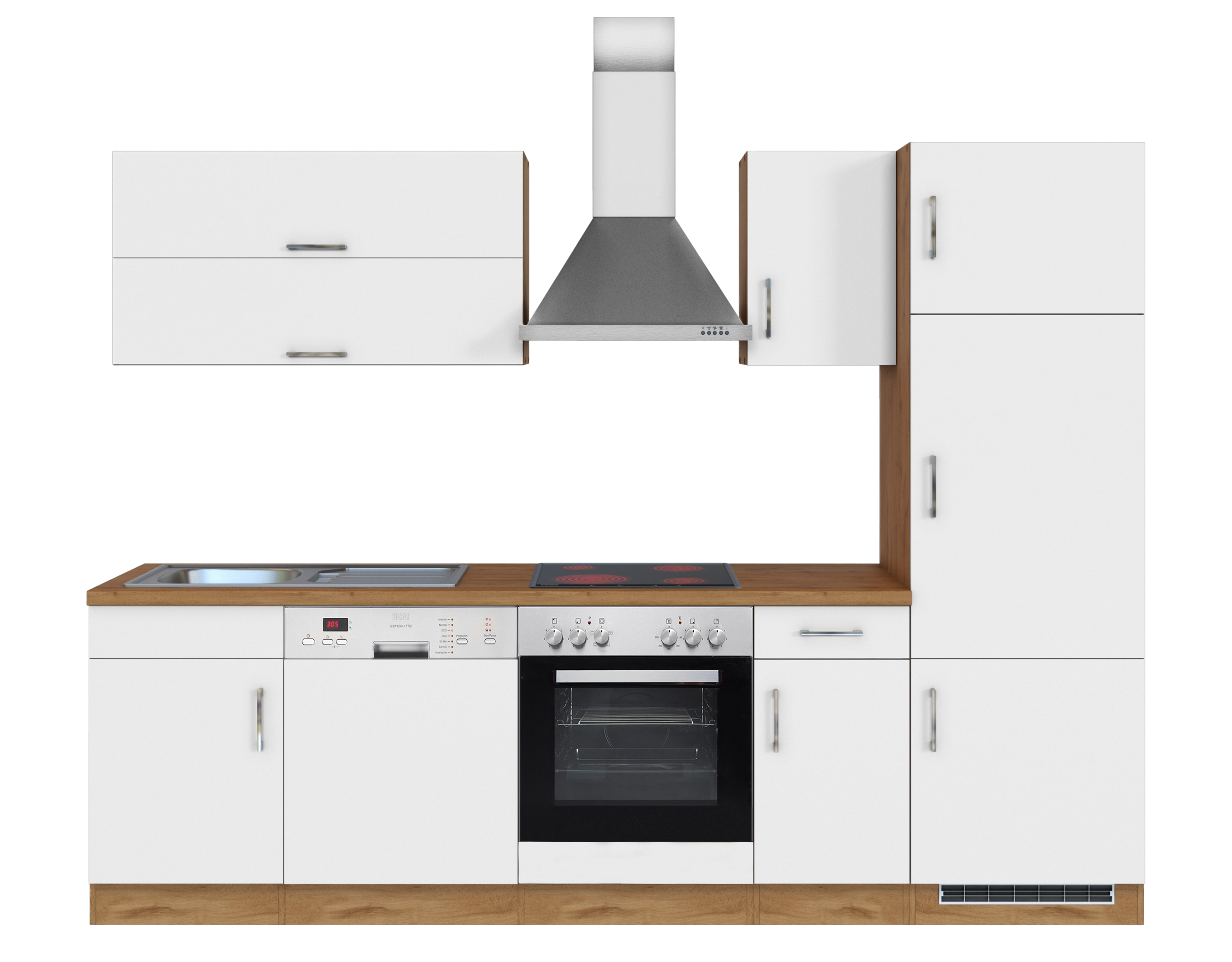 HELD Küchenzeile »Hamburg«, mit Elektrogeräten (270 cm, wotaneiche/ melamin weiß)