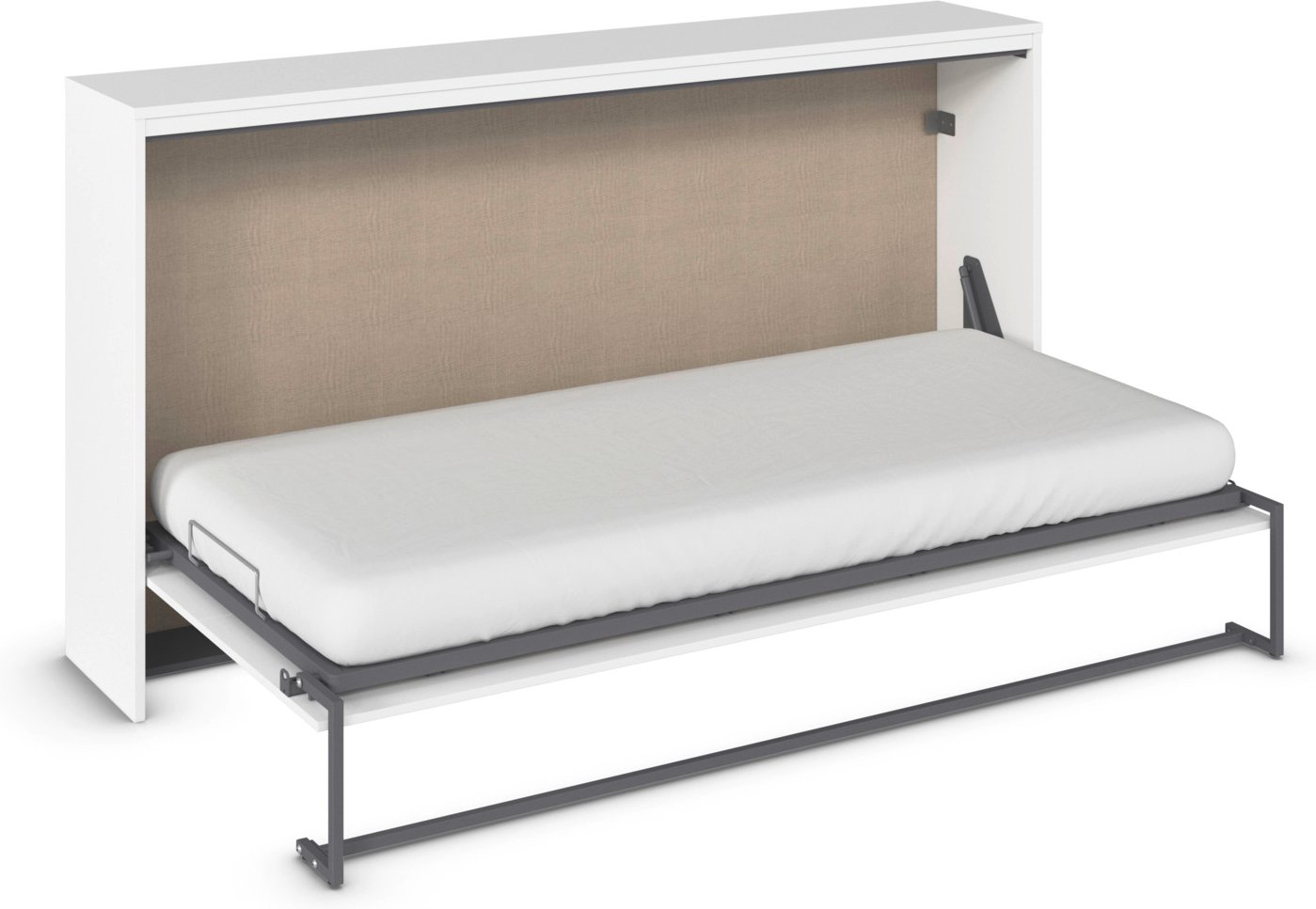 rauch ORANGE ALBERO Querklappbett (ohne Regalelement, Weiß, Griffe Alufarben, 214 x 115 cm)