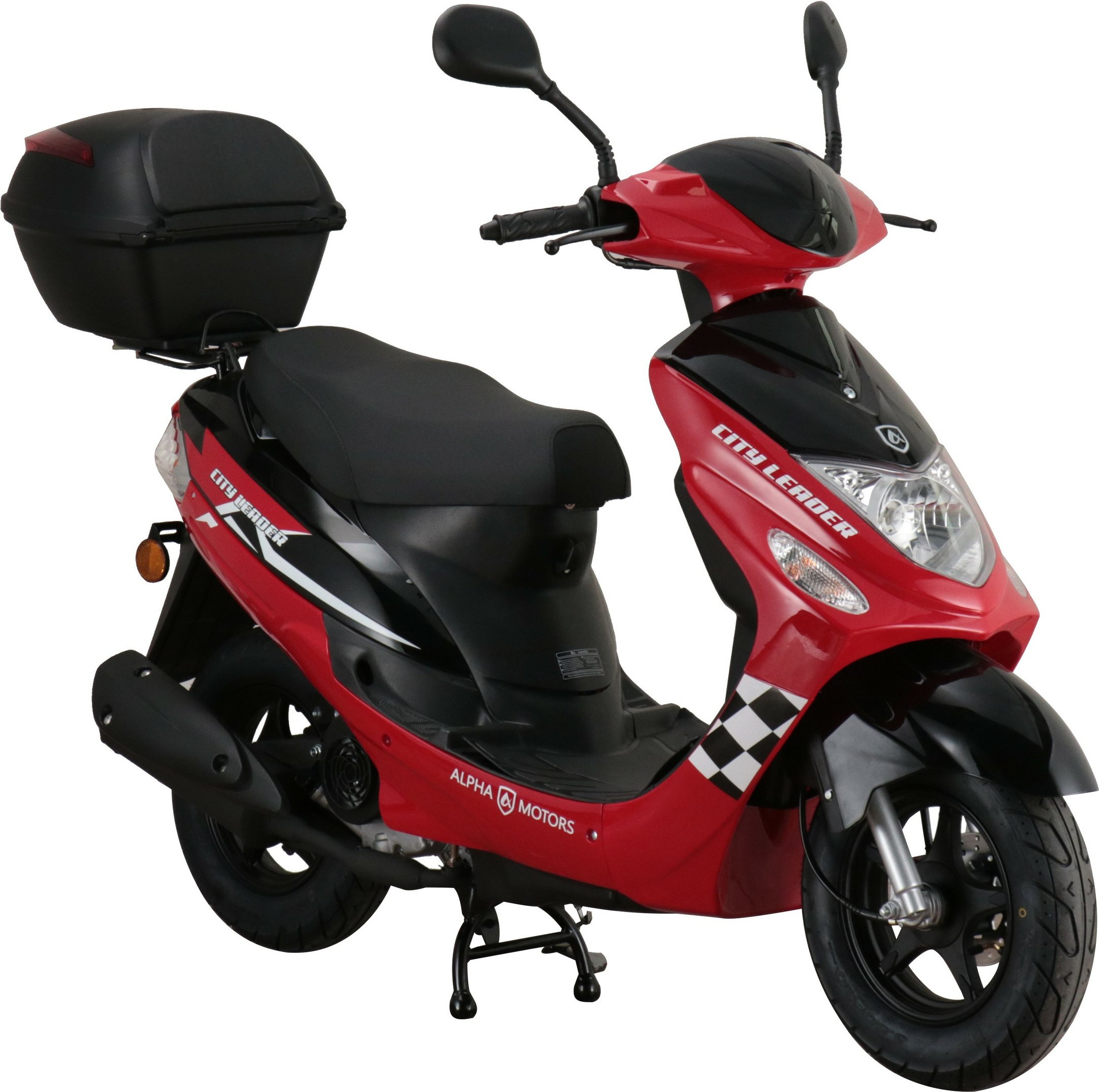 Alpha Motors Motorroller CityLeader 50 ccm EURO 5 inkl. Topcase (Rot, 45 km/h)